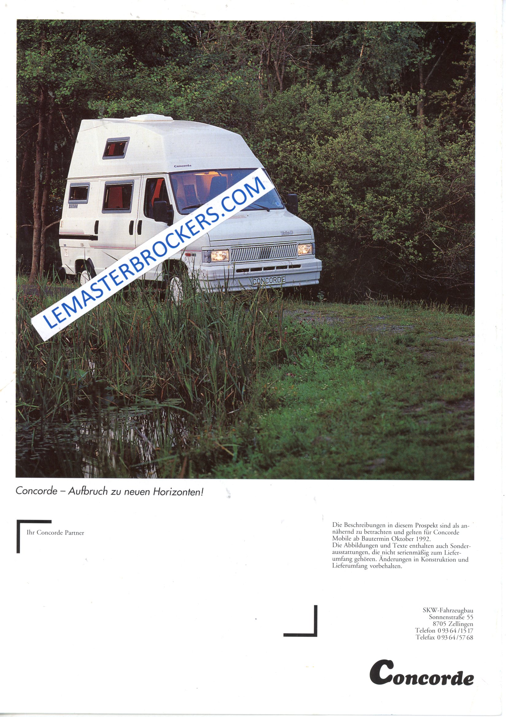 BROCHURE CONCORDE SPORT TX 1992 VAN C25