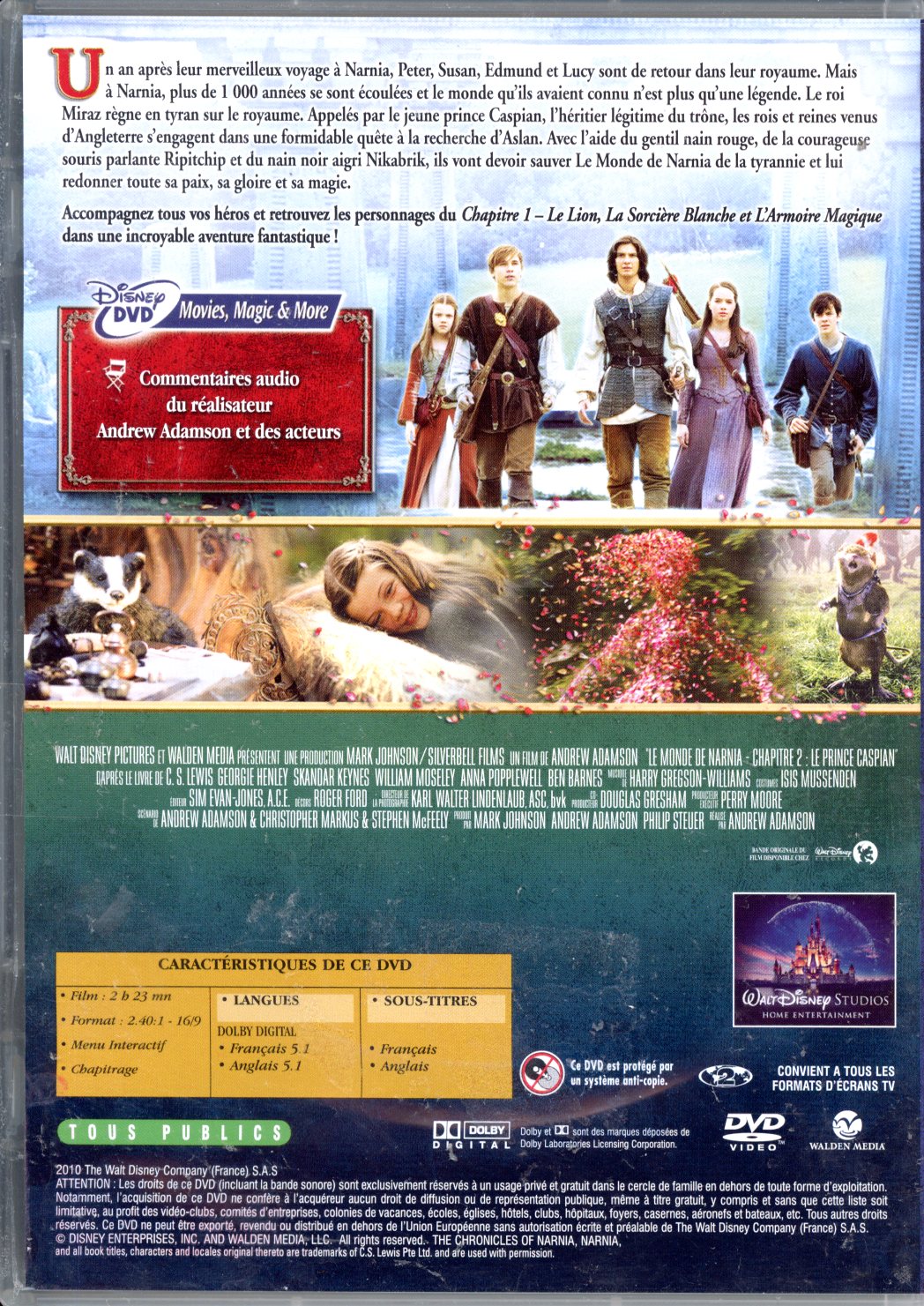 dvd LE MONDE DE NARNIA CHAPITRE 2 LE PRINCE CASPIAN