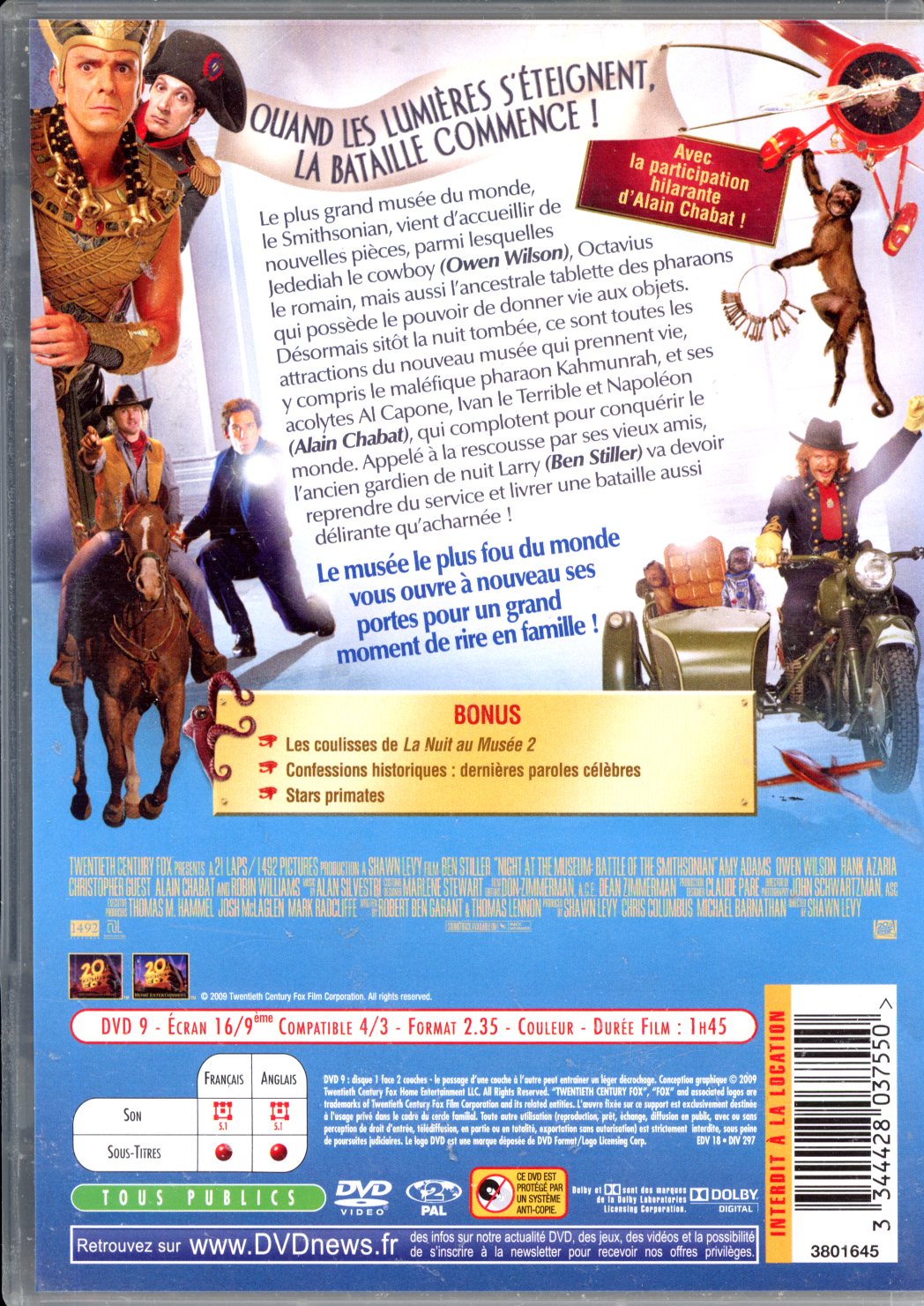 LA NUIT AU MUSÉE 2 dvd 3344428037550