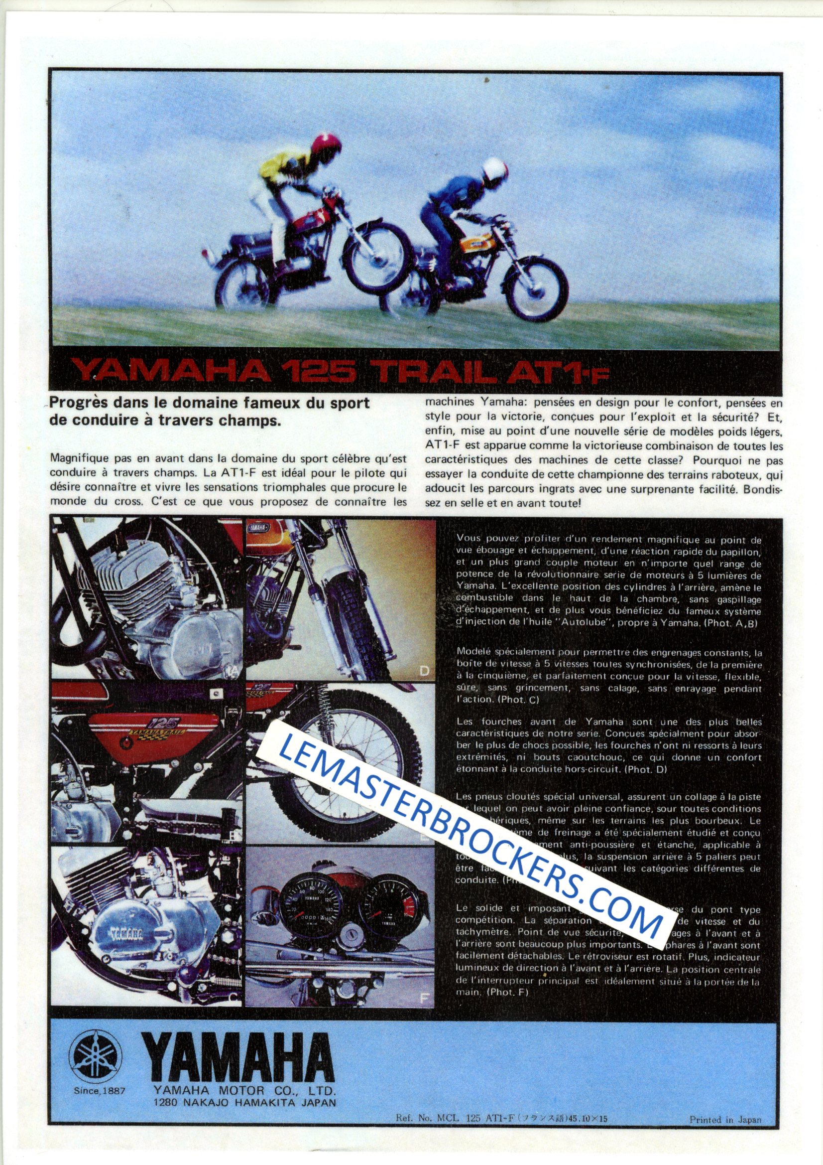 FICHE MOTO YAMAHA 125 AT1-F fac-similé