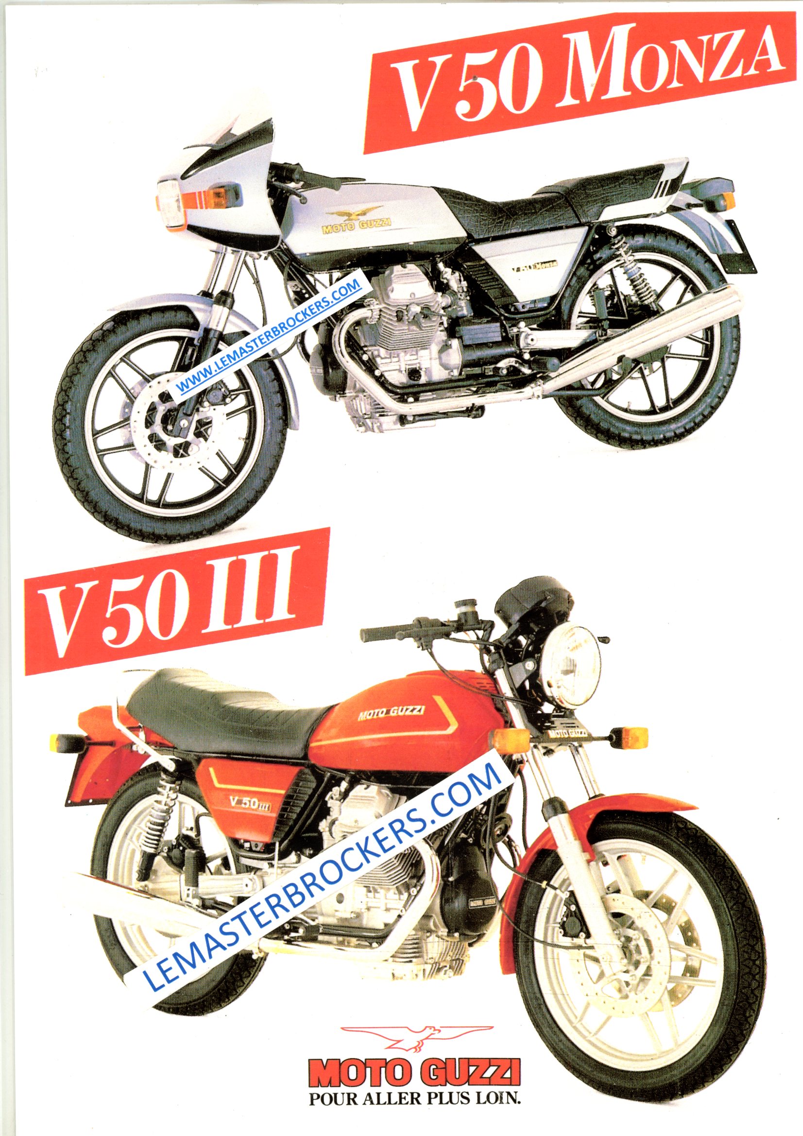 BROCHURE MOTO GUZZI V 50 III - V50 MONZA - JUIN 1983