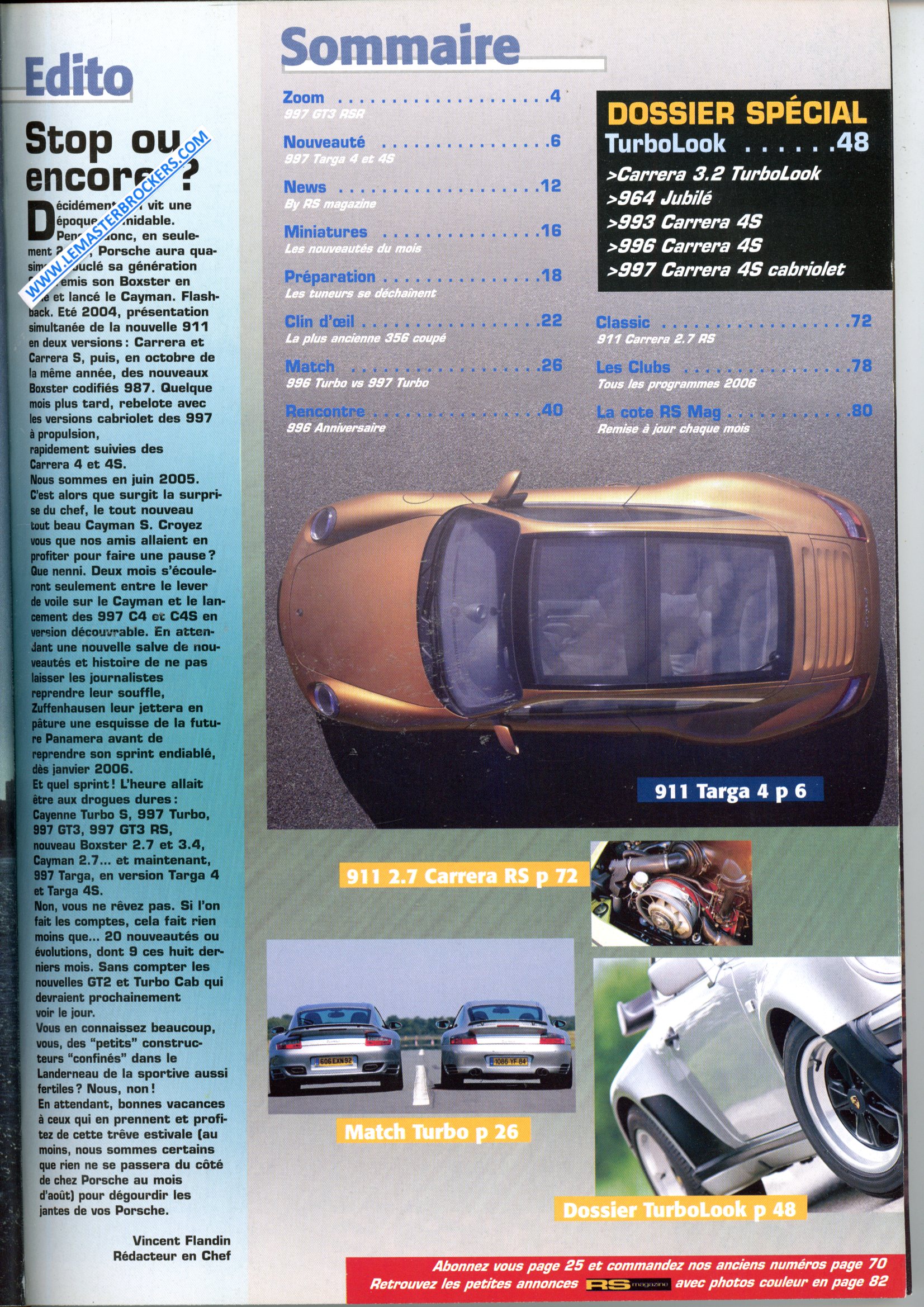 RS MAGAZINE 62 - PORSCHE 997 TARGA 4 4S CAYMAN 2.7 1ER ESSAI