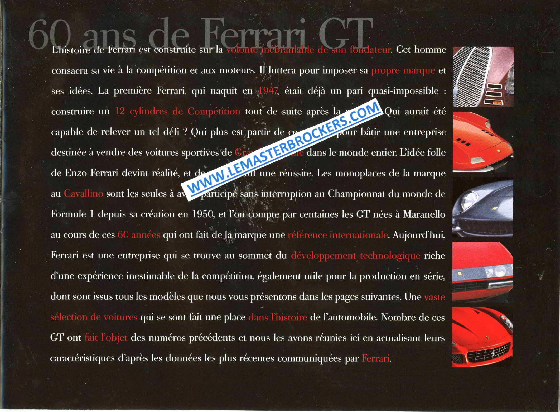 archive littératude automobile  FERRARI GT 1947 A 2007