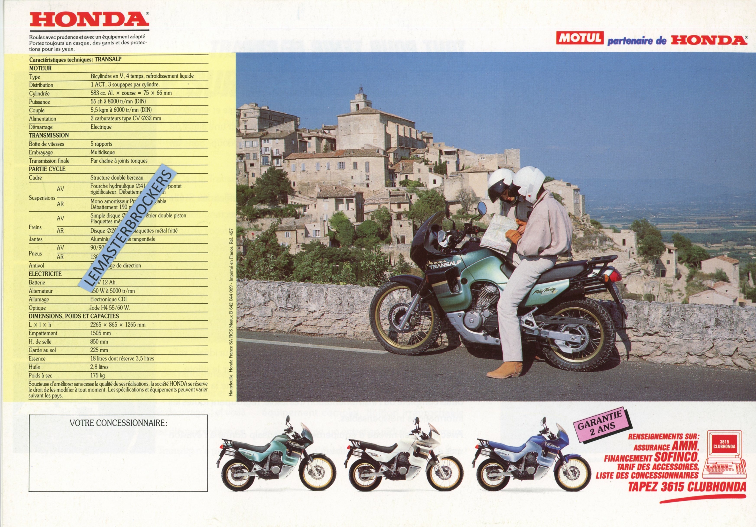 BROCHURE-MOTO-HONDA-TRANSALP-600V-LEMASTERBROCKERS-FICHE-MOTO