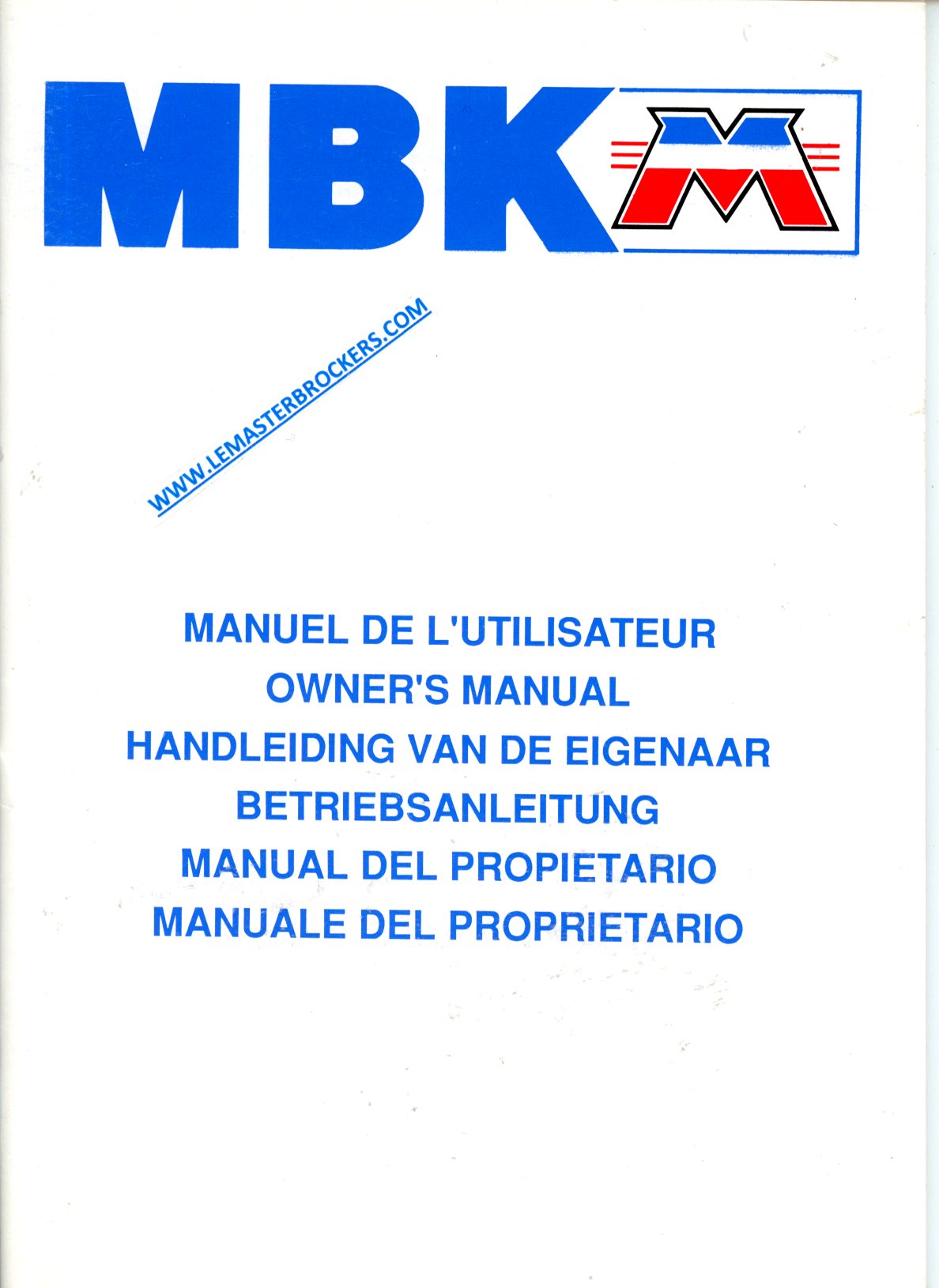 MBK MANUEL UTILISATEUR BICYCLETTE VTT