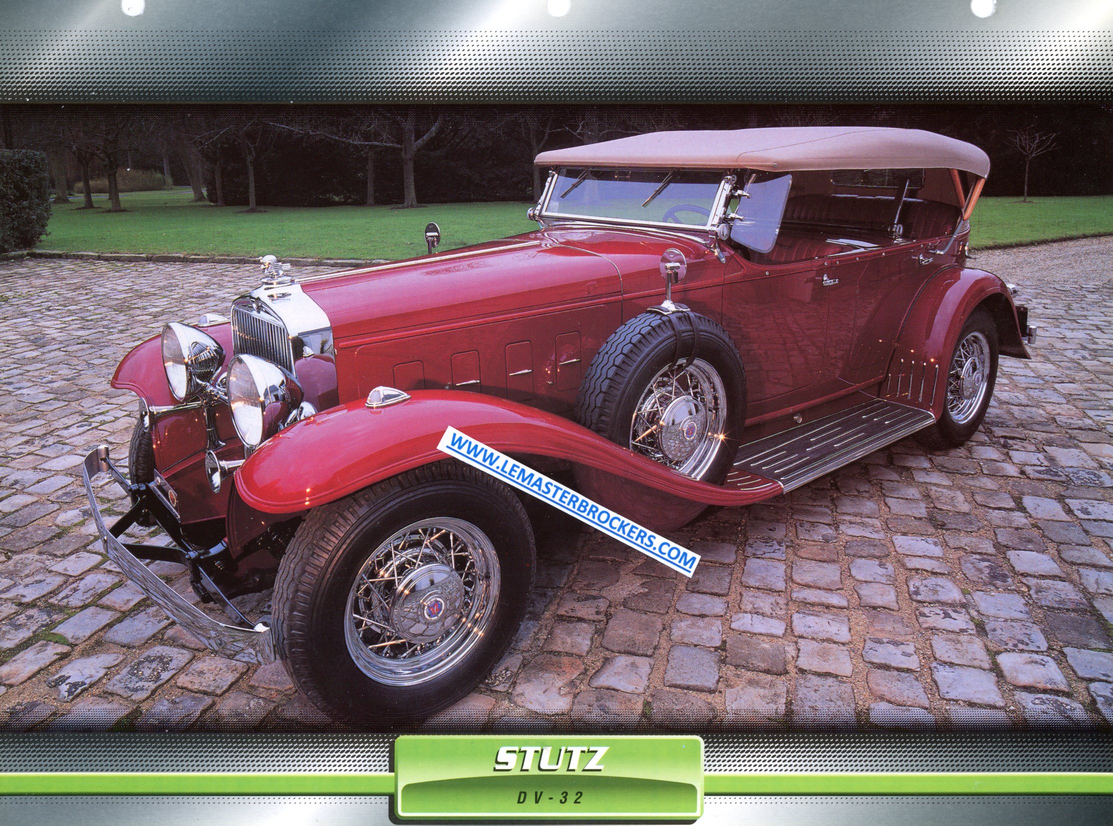 FICHE AUTO STUTZ DV32 1931 LITTÉRATURE AUTOMOBILE