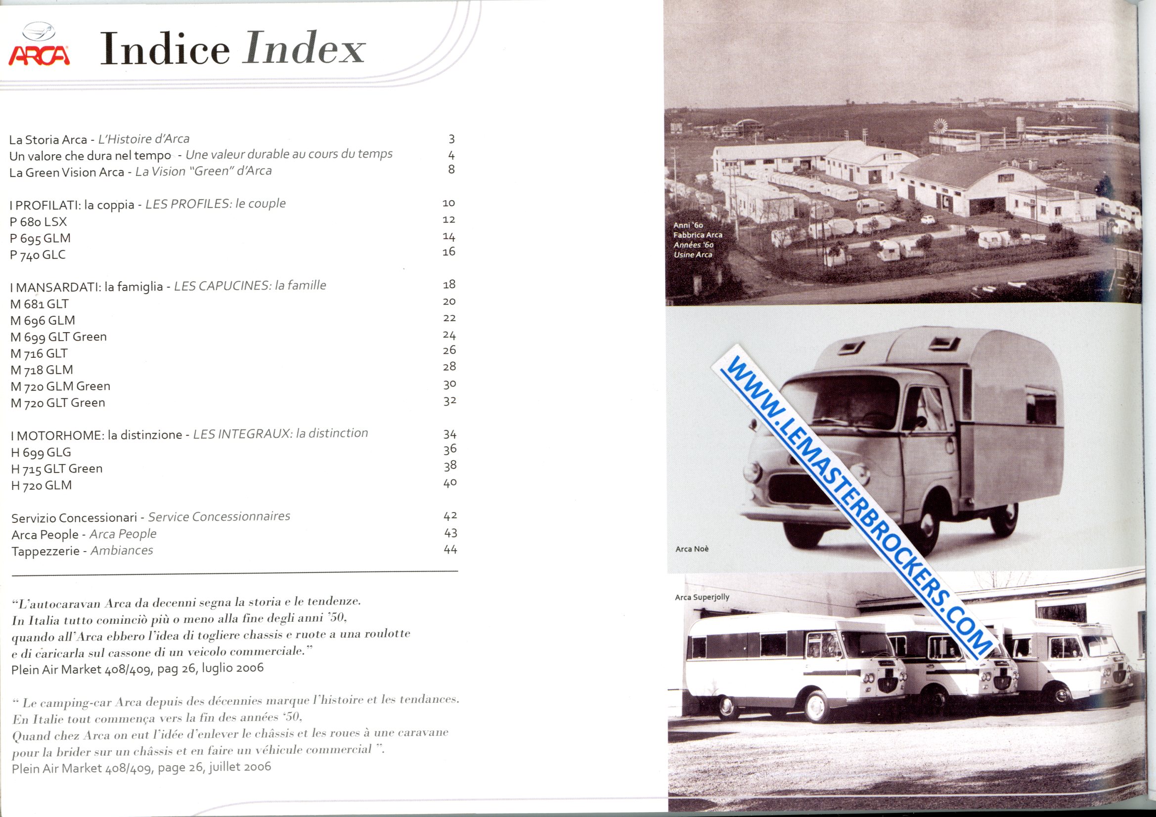 brochure ARCA GAMME 2010 2011 CATALOGUE CAMPING-CAR ORIGINAL