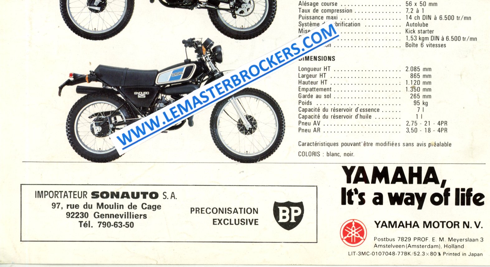 ARCHIVE MOTO VINTAGE YAMAHA DT125 MX DT125MX DE 1977 ENVIRON