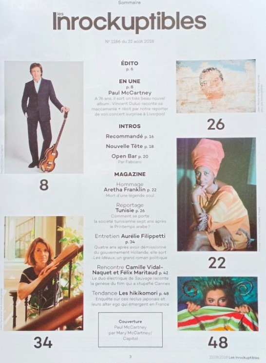 magazine LES INROCKUPTIBLES 1186 - PAUL MCCARTNEY - ARETHA FRANKLIN 1942-2018