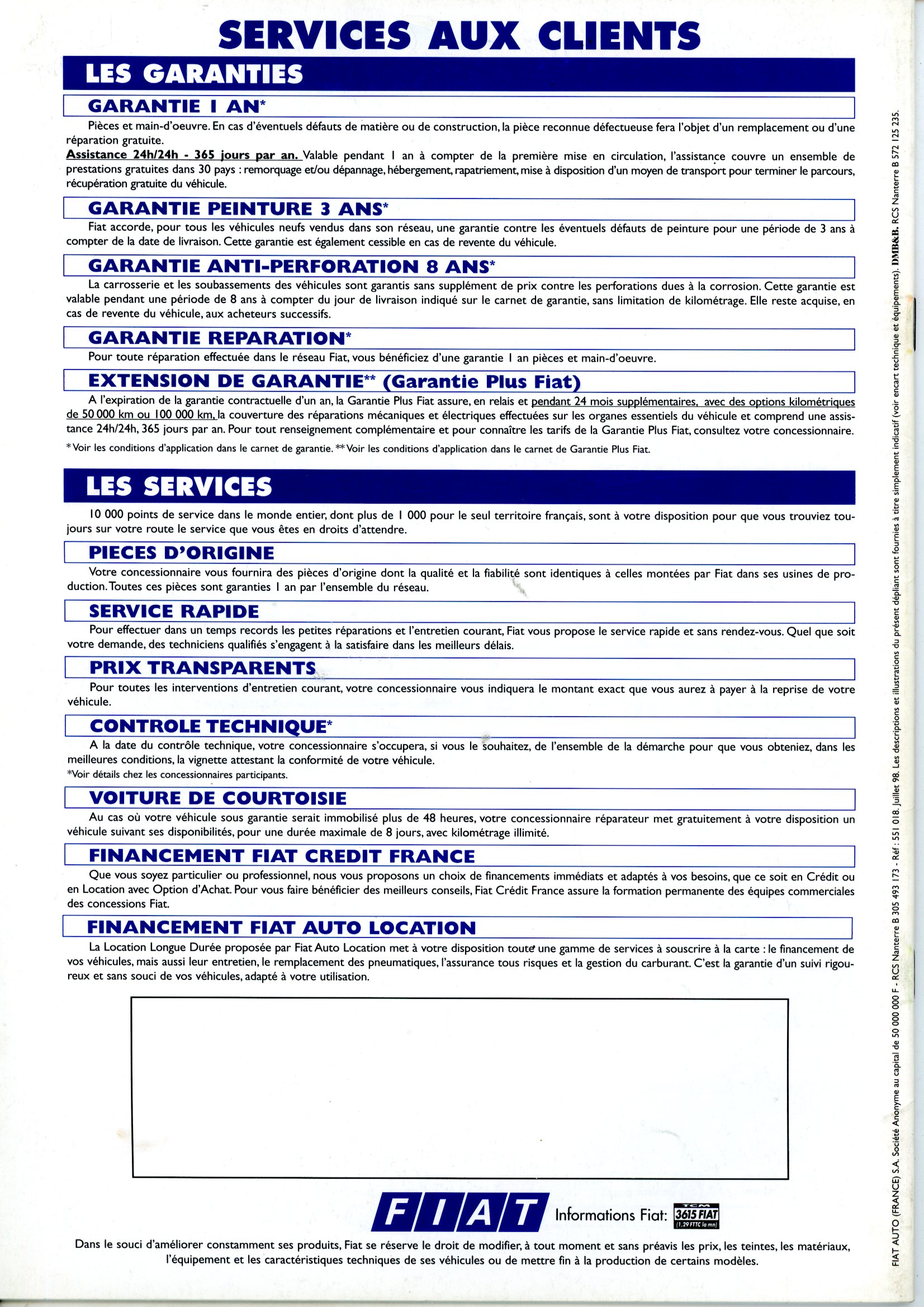 CATALOGUE FIAT DUCATO - EDITION 1998