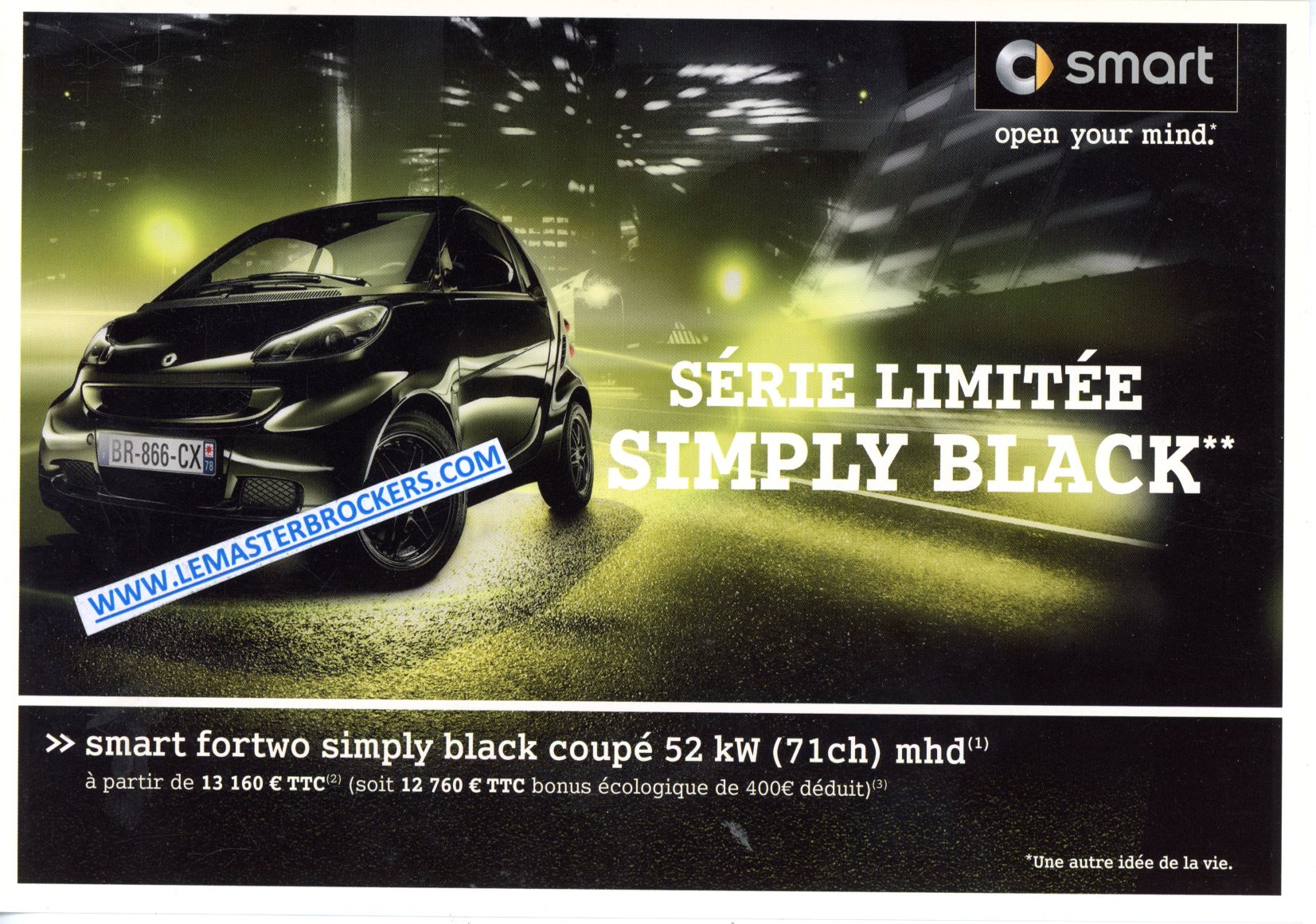 brochure fiche auto SMART FORTWO SIMPLY BLACK 52KW 71CH MHD