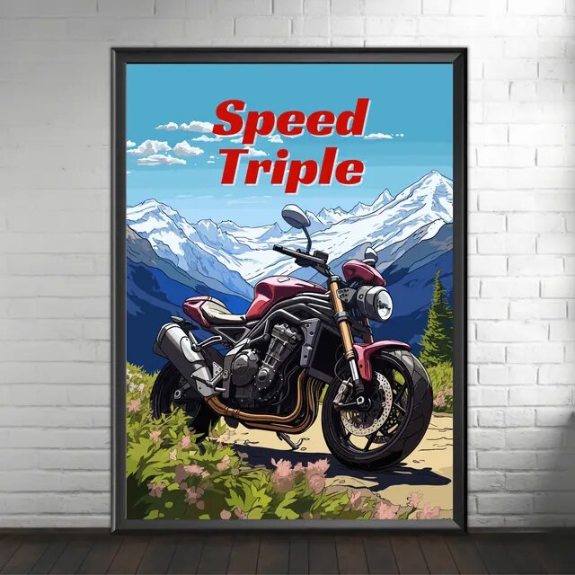 TRIUMPH SPEED TRIPLE - AFFICHE MOTO IMPRESSION SUR TOILE