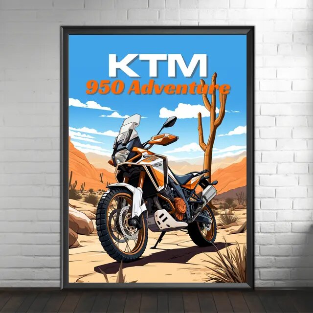 KTM 950 ADVENTURE - AFFICHE MOTO IMPRESSION SUR TOILE