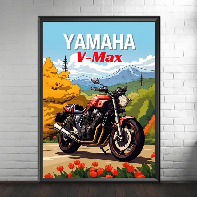 YAMAHA VMAX - AFFICHE MOTO IMPRESSION SUR TOILE