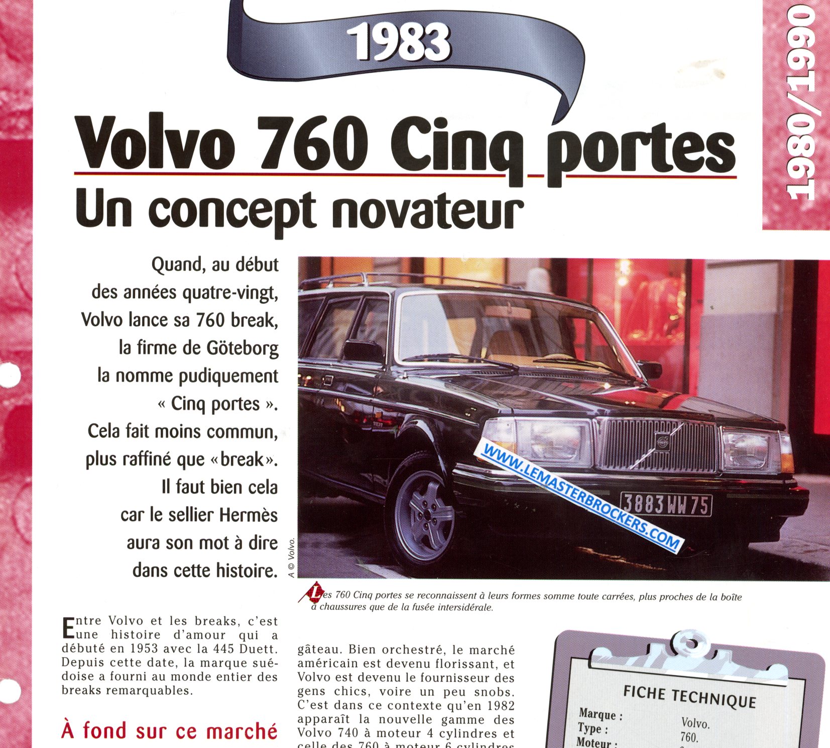FICHE TECHNIQUE VOLVO 760 BREAK 1983