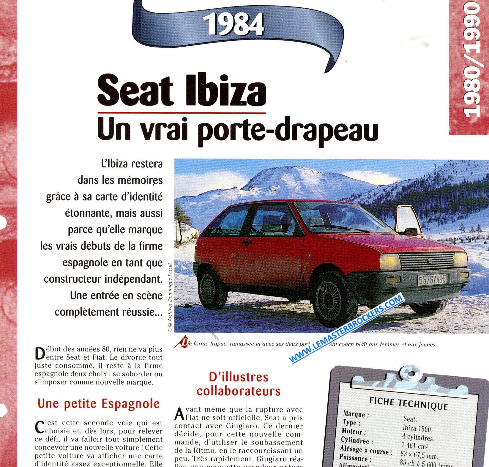 FICHE TECHNIQUE SEAT IBIZA 1984