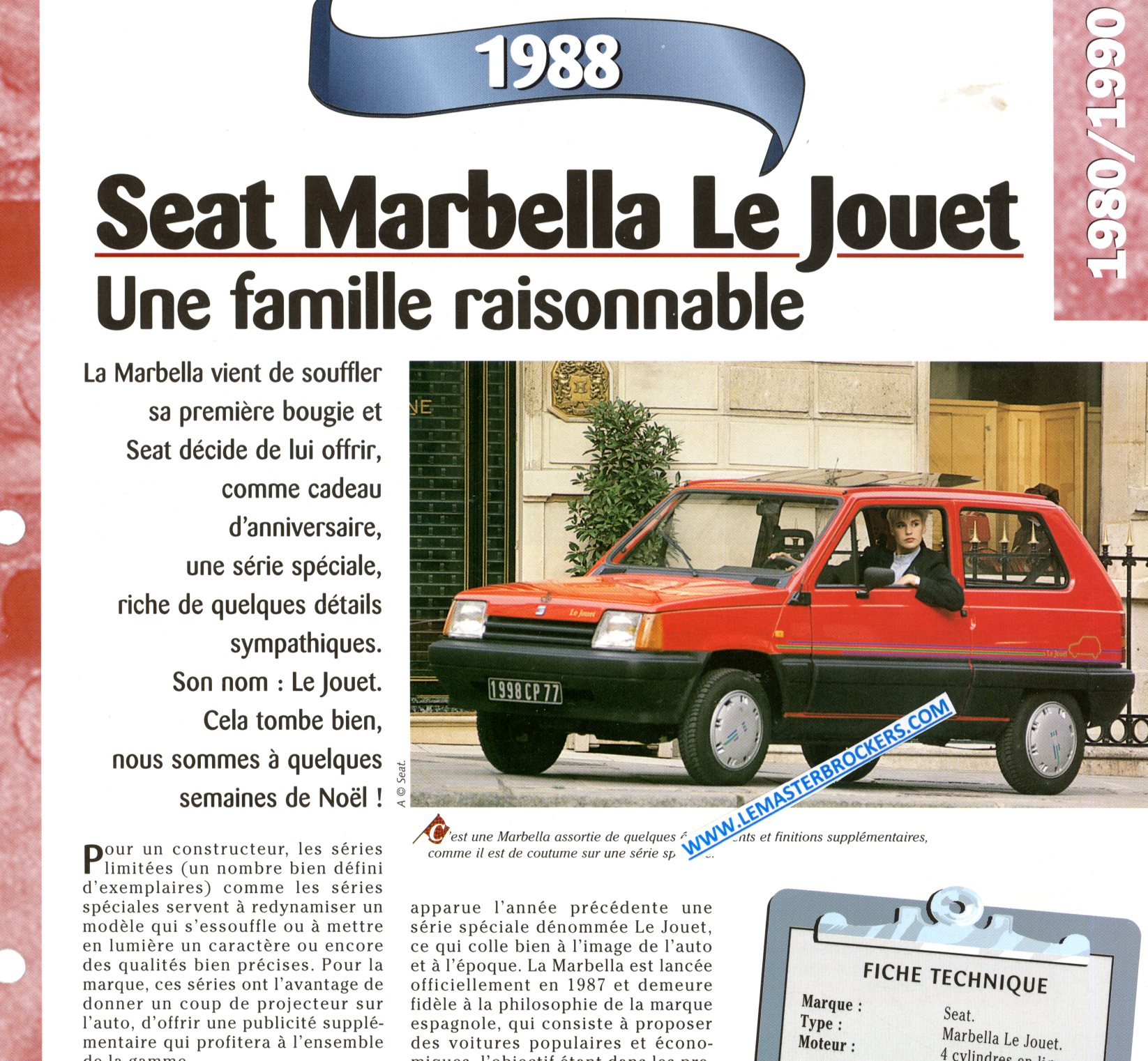 FICHE TECHNIQUE SEAT MARBELLA 1988