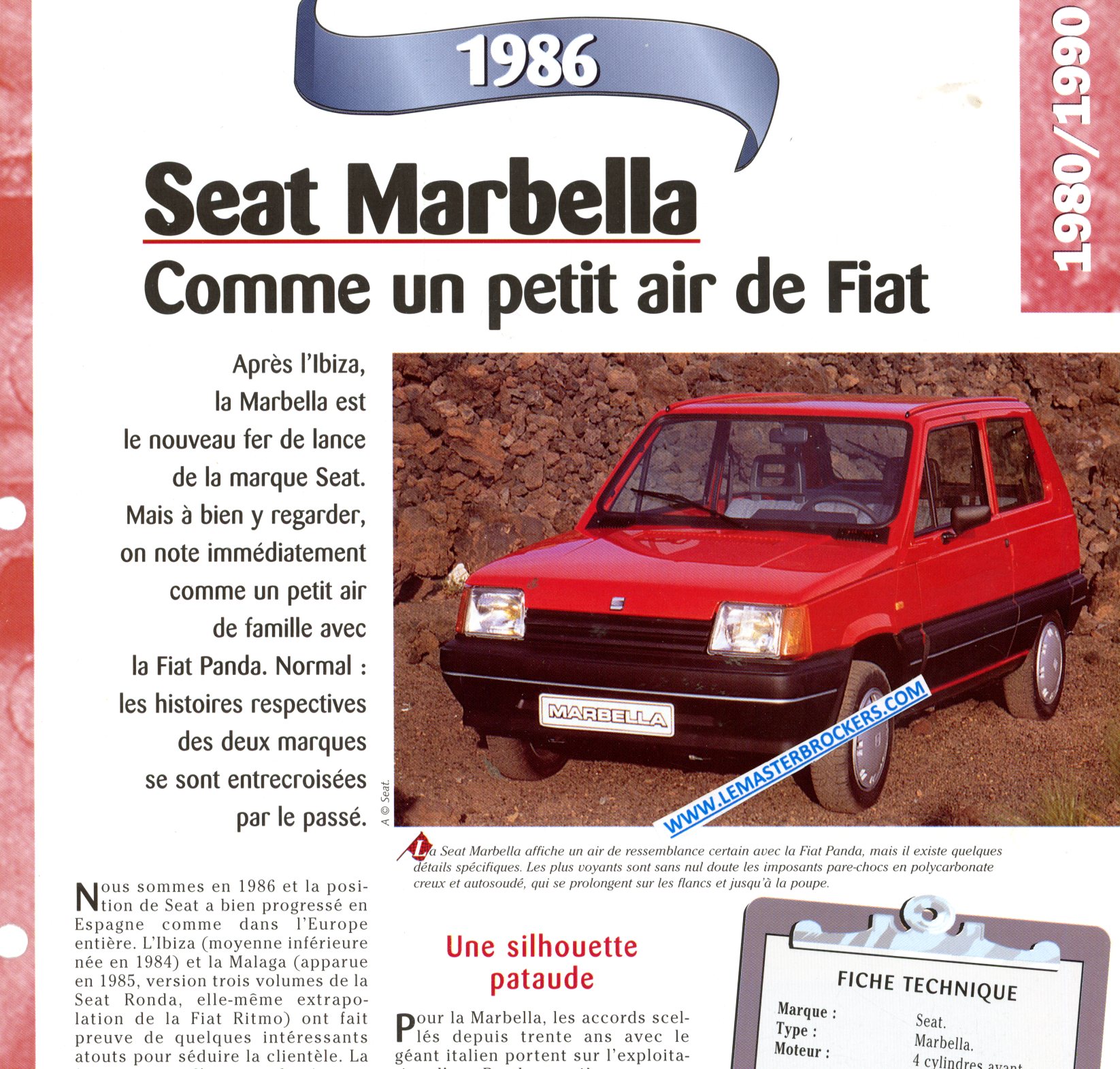 FICHE TECHNIQUE SEAT MARBELLA 1986