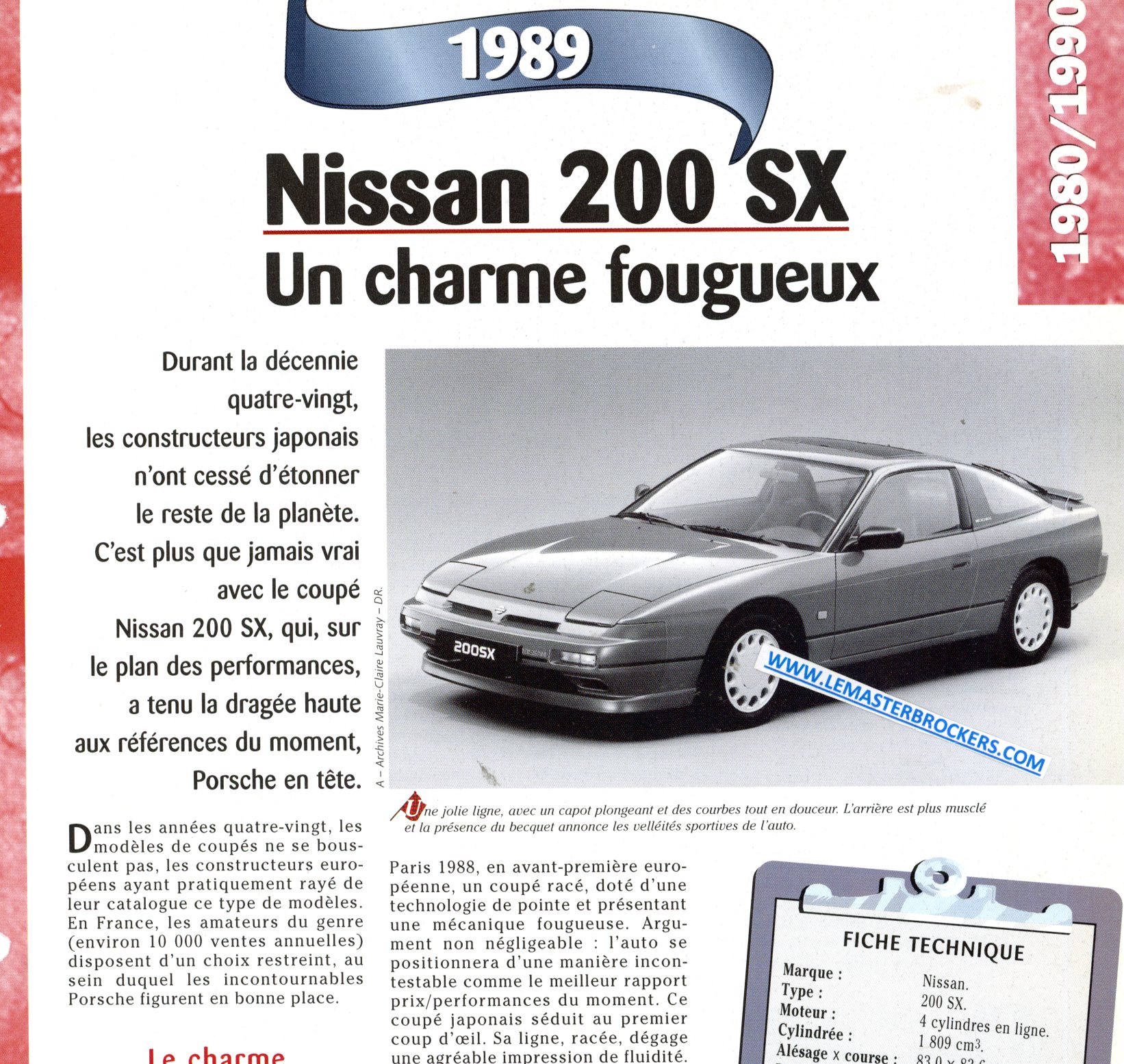 FICHE TECHNIQUE NISSAN 200 SX 200SX 1989
