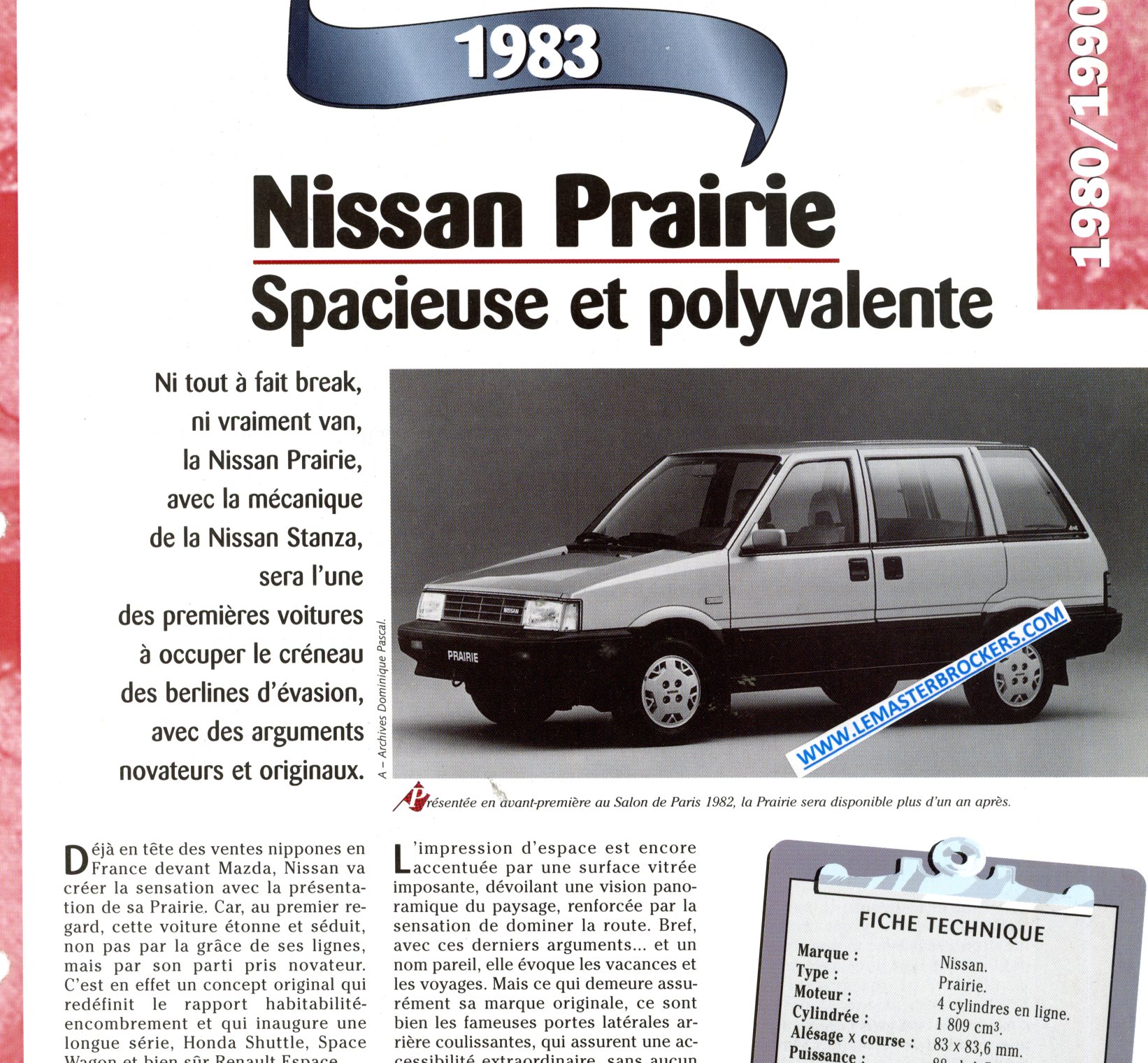 FICHE TECHNIQUE NISSAN PRAIRIE 1983