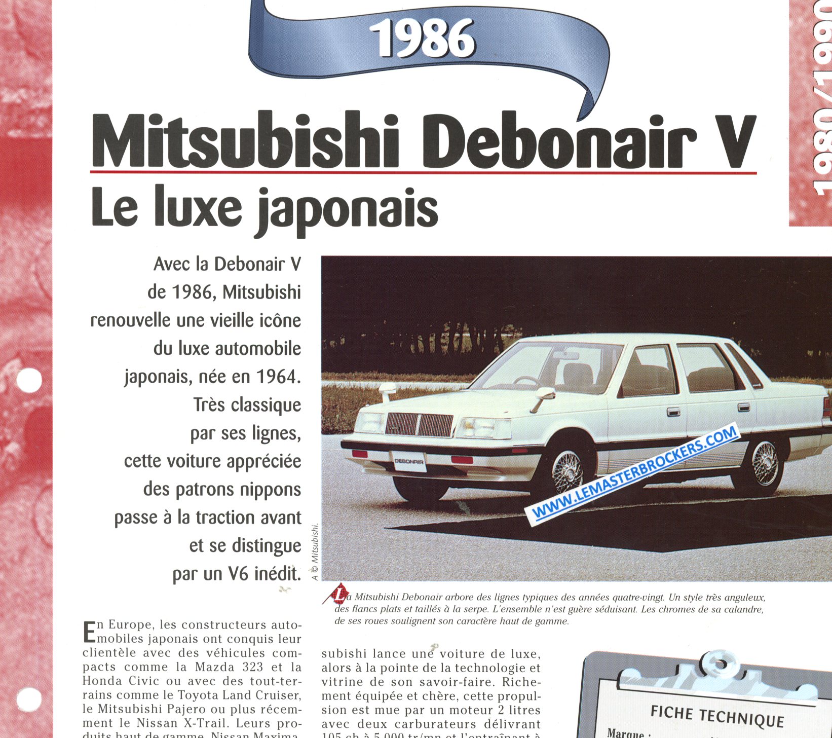 FICHE TECHNIQUE MITSUBISHI DEBONAIR V 1986