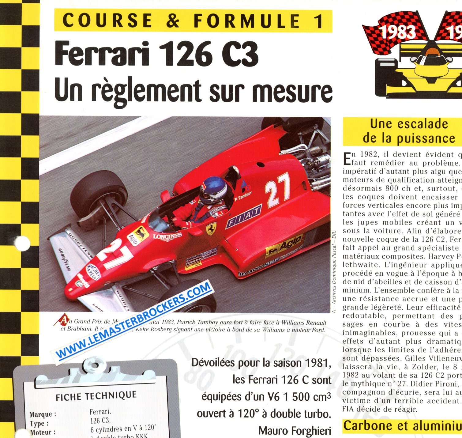 FERRARI 126 C3 - FICHE COURSE ET FORMULE 1 1983