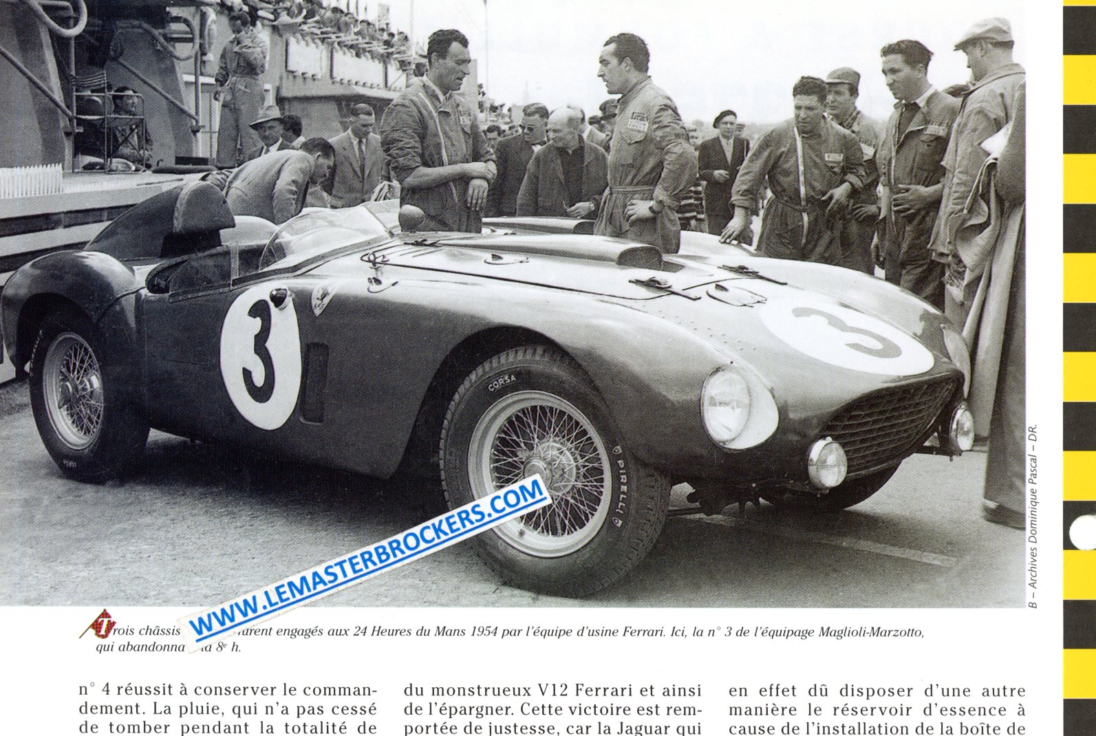 FICHE FERRARI 375 PLUS 24H DU MANS EQUIPAGE MAGLIOLI-MARZOTTO