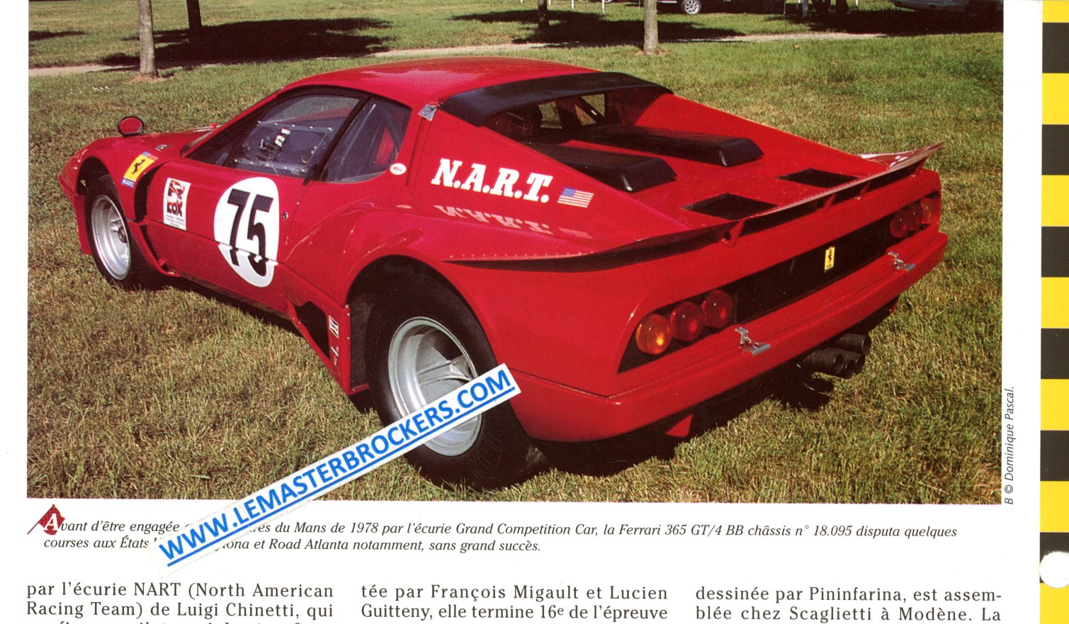 FICHE AUTO FERRARI 365 GT 4 BB 24H DU MANS 1978