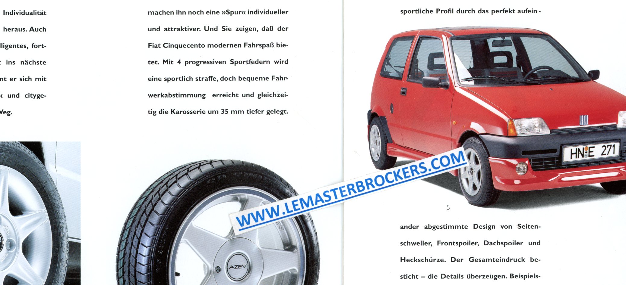 PROSPEKT CATALOG BROCHURE  FIAT CINQUECENTO ZUBEHÖR ACCESSOIRES 1996