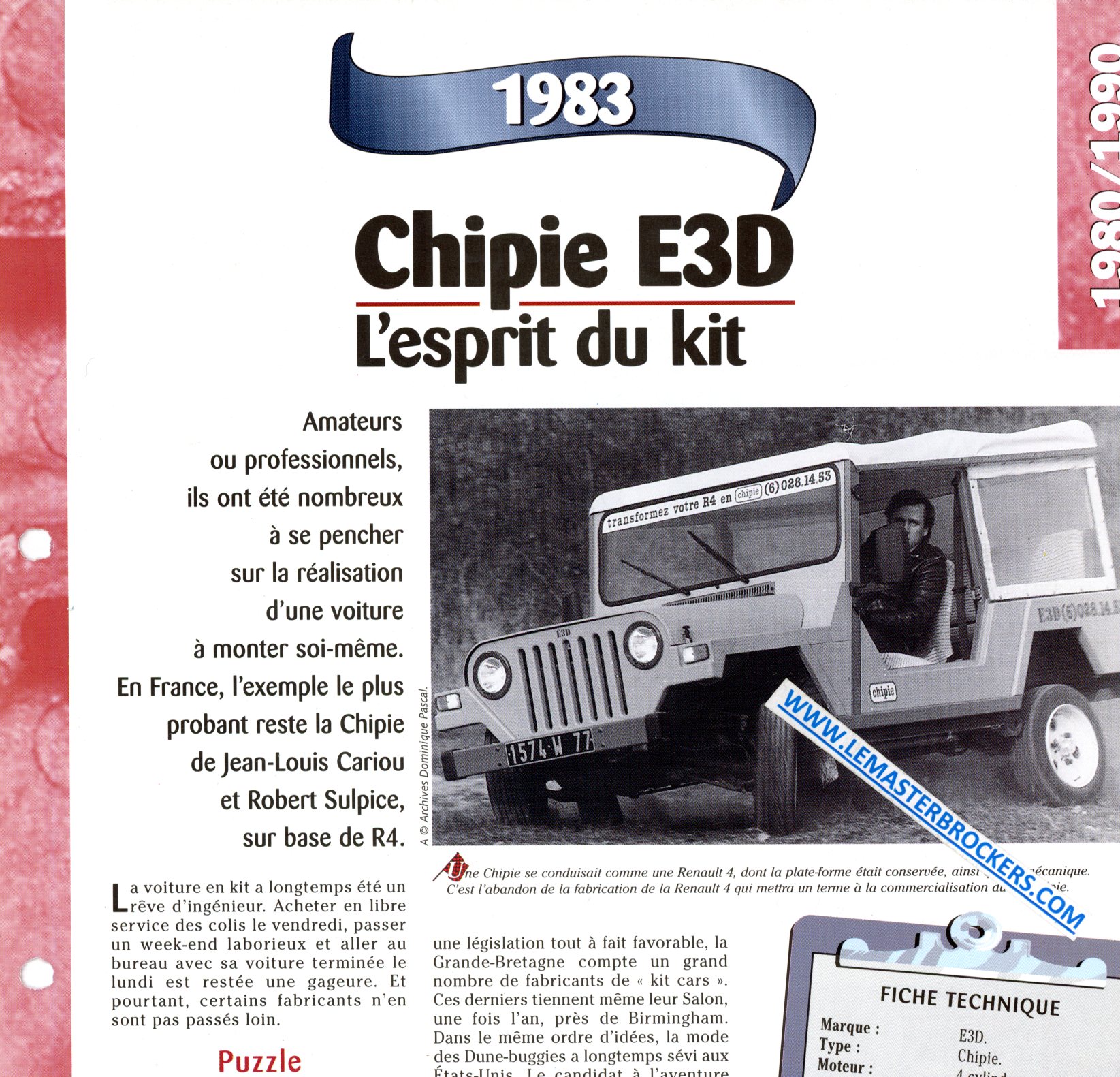 fiche CHIPIE E3D 1983 DE J-L. CARIOU ET R. SULPICE BASE RENAULT 4