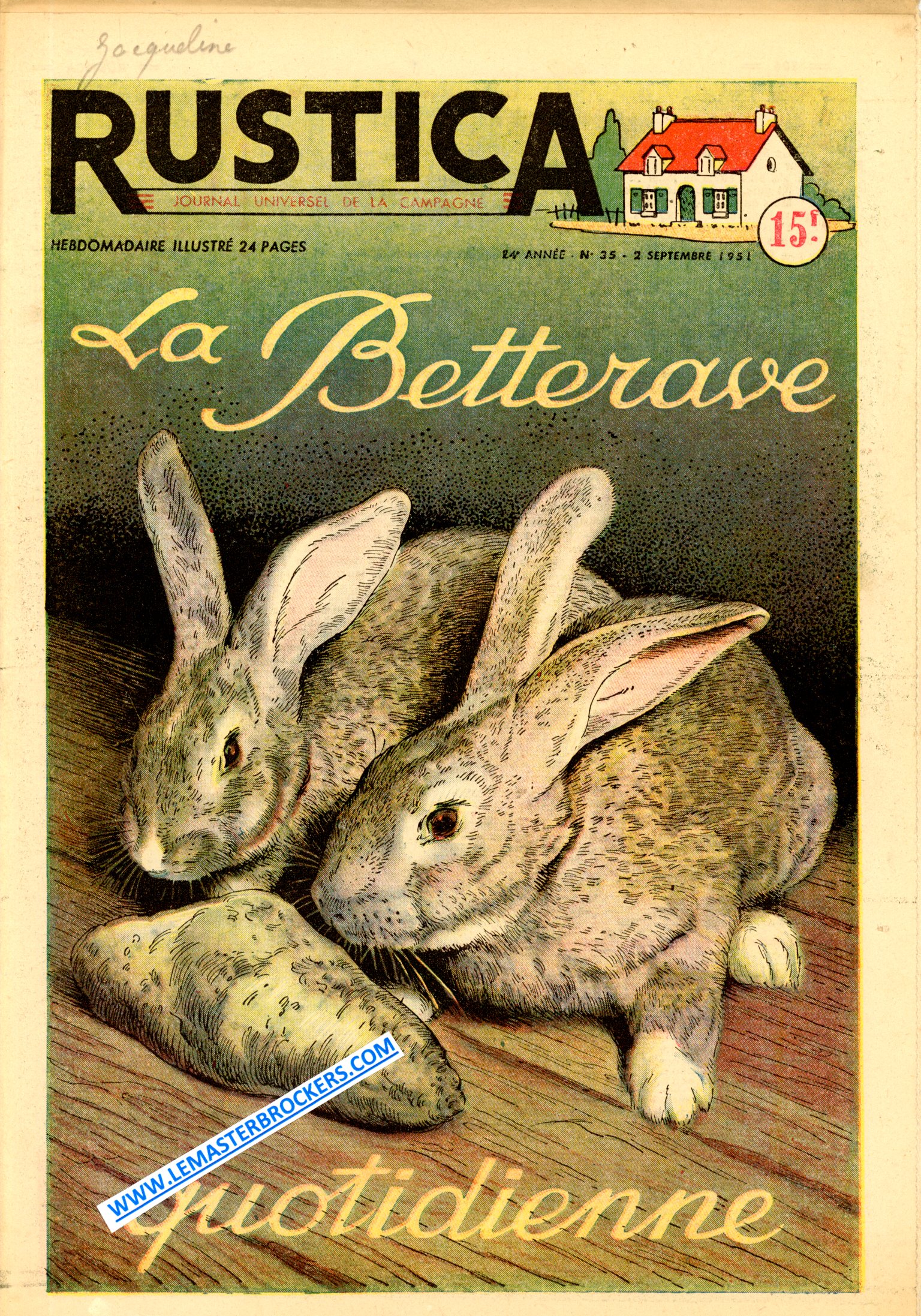 RUSTICA NUMERO 35 - 2 SEPTEMBRE 1951 - LA BETTERAVE