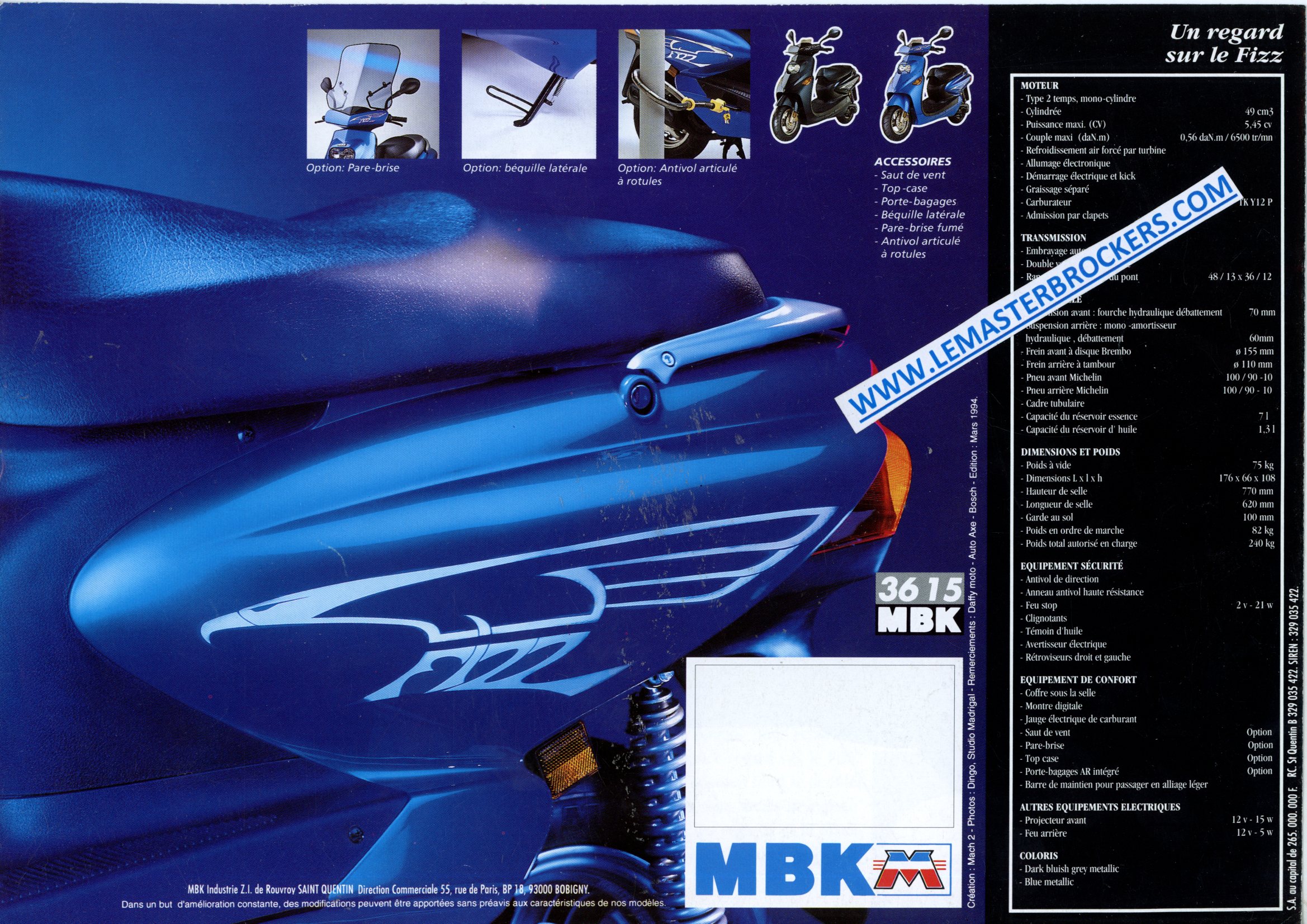 BROCHURE MBK FIZZ - SCOOTER EDITION 1994