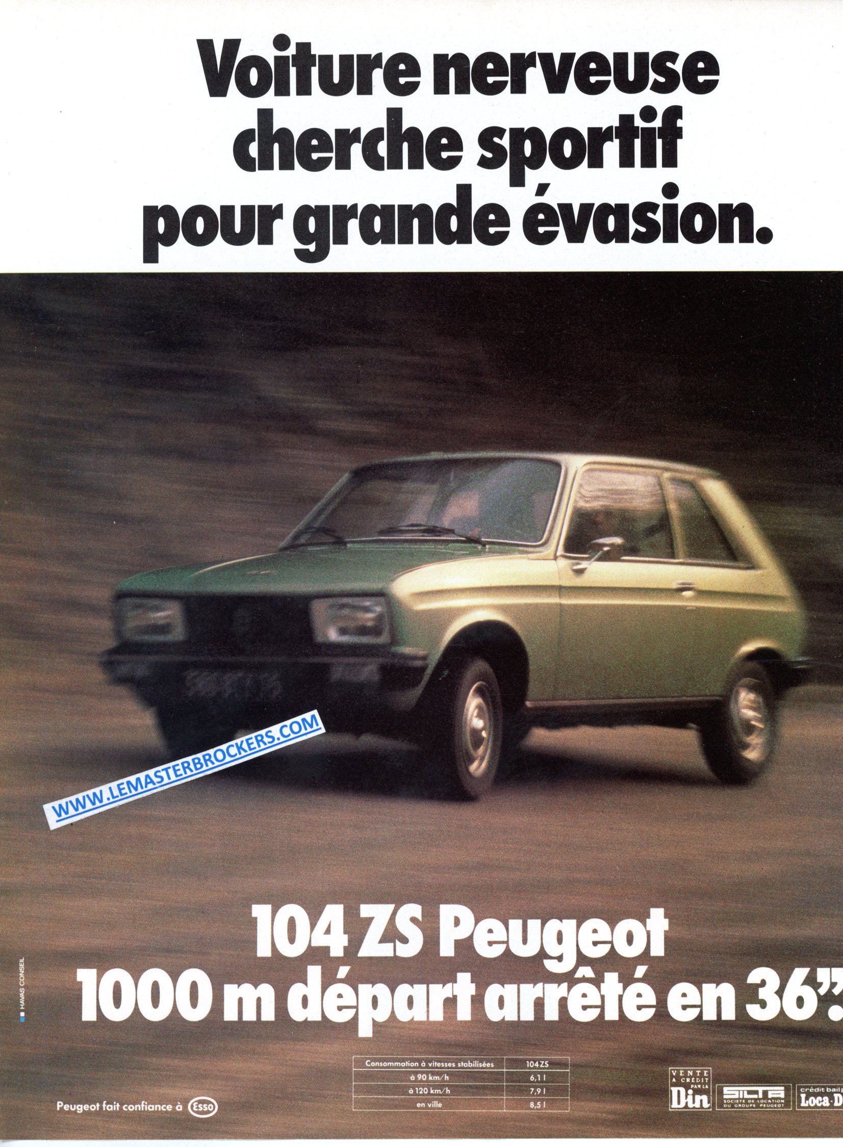 PUBLICITE PEUGEOT 104 ZS 104ZS - CAR ADVERTISEMENT 1978