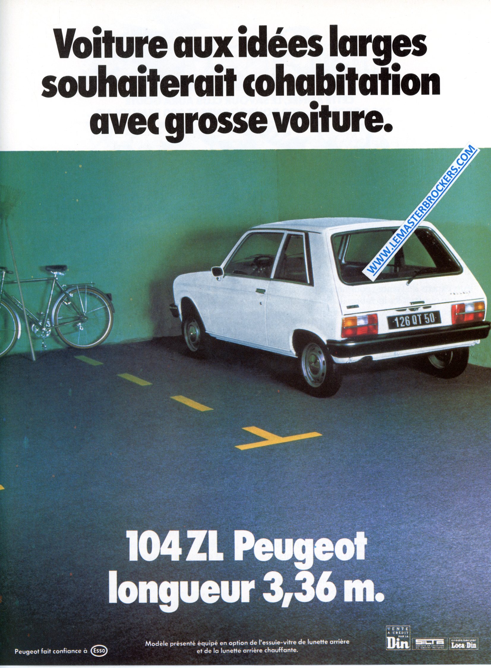 PUBLICITE PEUGEOT 104 ZL - CAR ADVERTISEMENT 1978