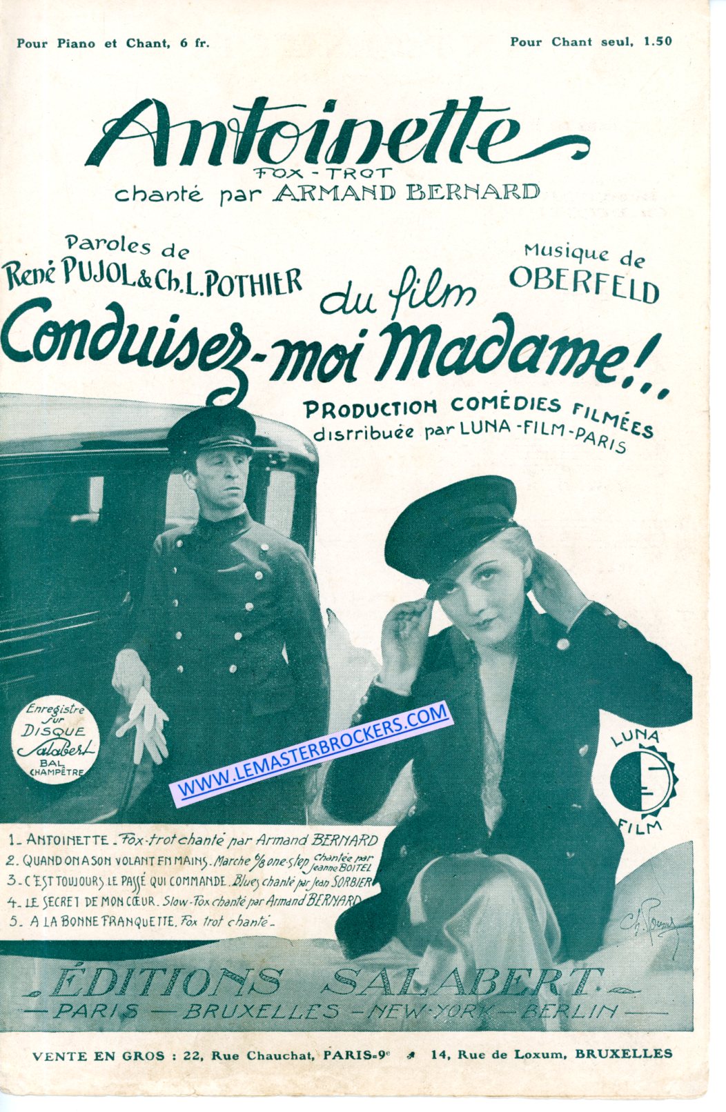 PARTITION ANCIENNE ANTOINETTE CONDUISEZ MOI MADAME