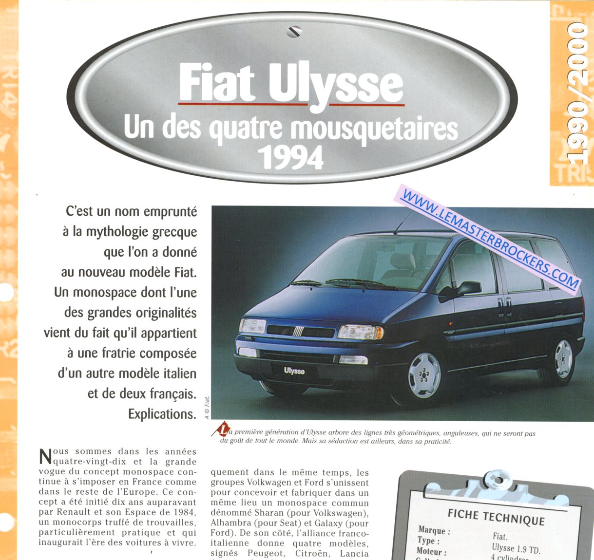 FICHE TECHNIQUE FIAT ULYSSE
