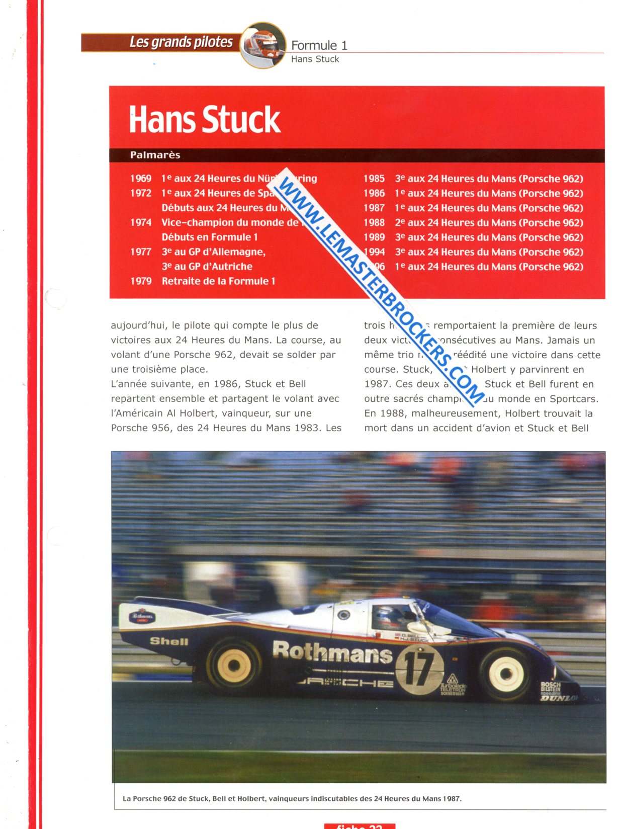 FICHE PILOTE HANS STUCK
