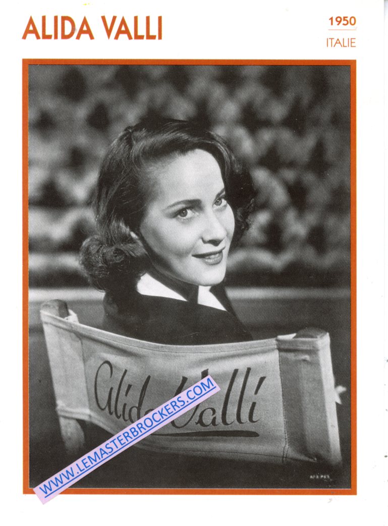ALIDA VALLI 1950 - CARTE FICHE PORTRAIT DE STAR