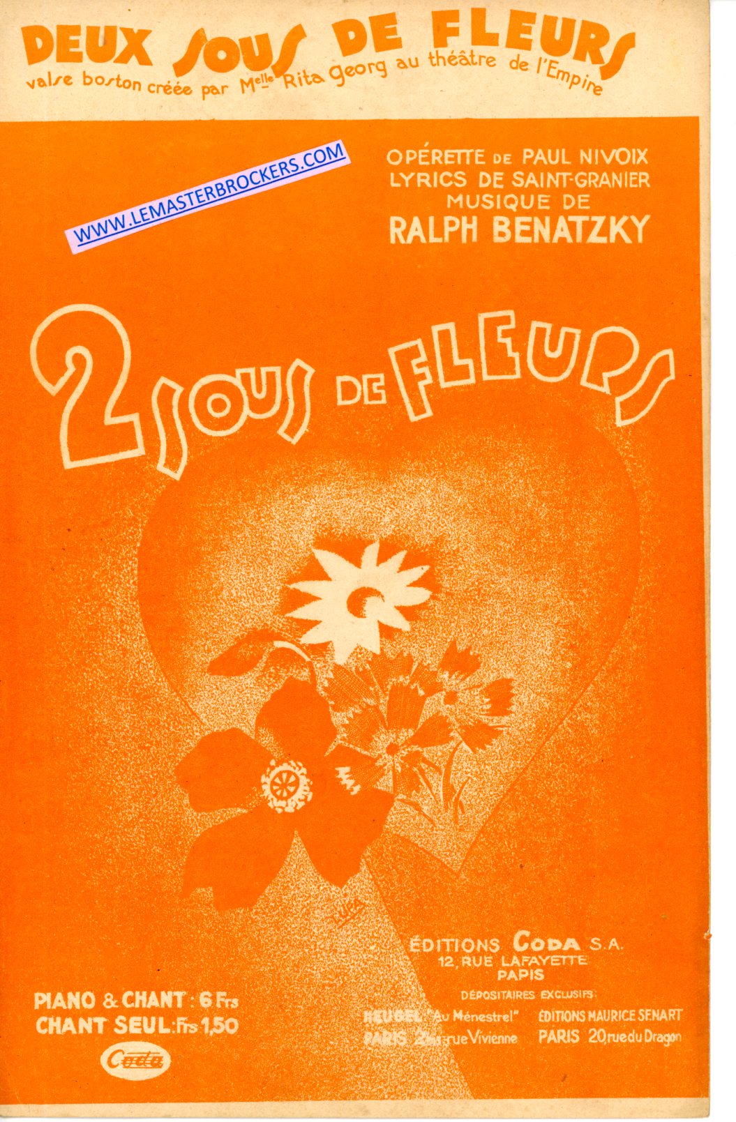PARTITION DEUX SOUS DE FLEURS - RALPH BENATZKY - VALSE LENTE