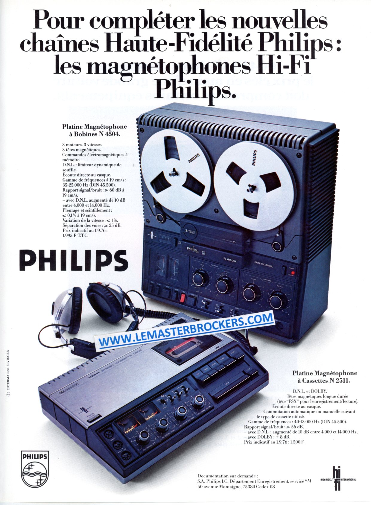 PUBLICITÉ PHILIPS N4504 N2511 - ADVERTISING 1976