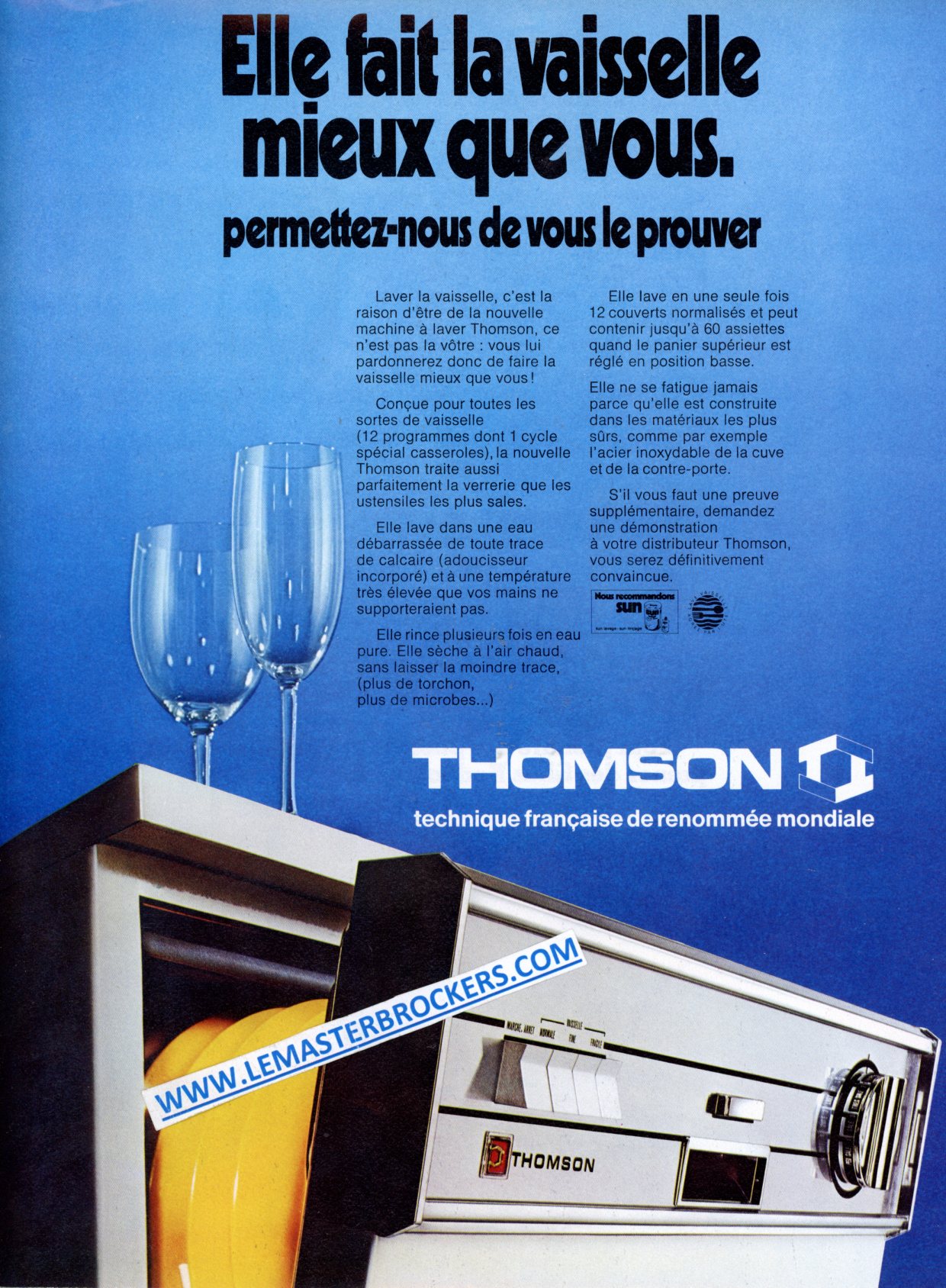 PUBLICITÉ LAVE VAISSELLE THOMSON  - ADVERTISING 1973