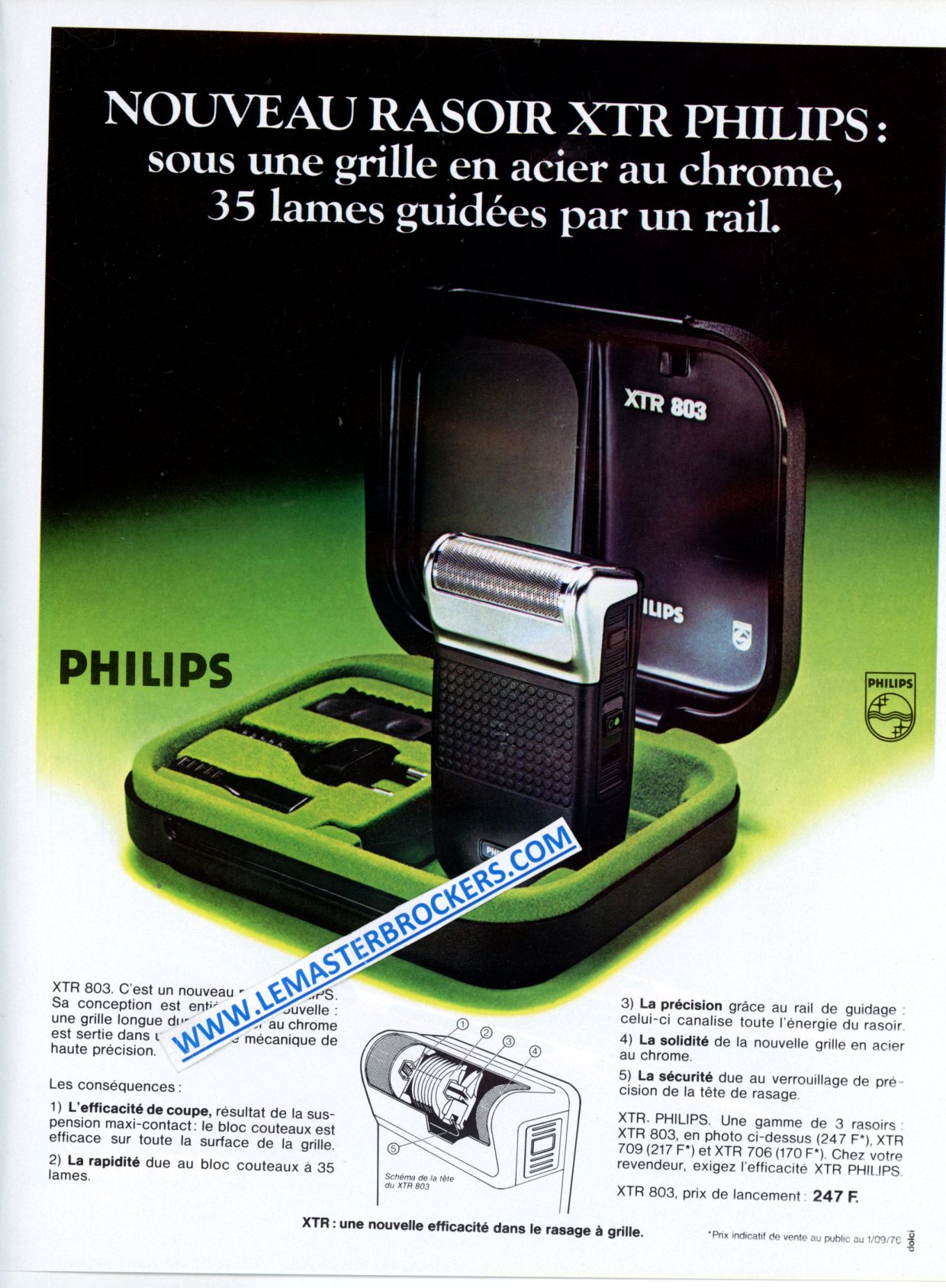 PUBLICITÉ RASOIR PHILIPS XTR 803 - ADVERTISING 1976