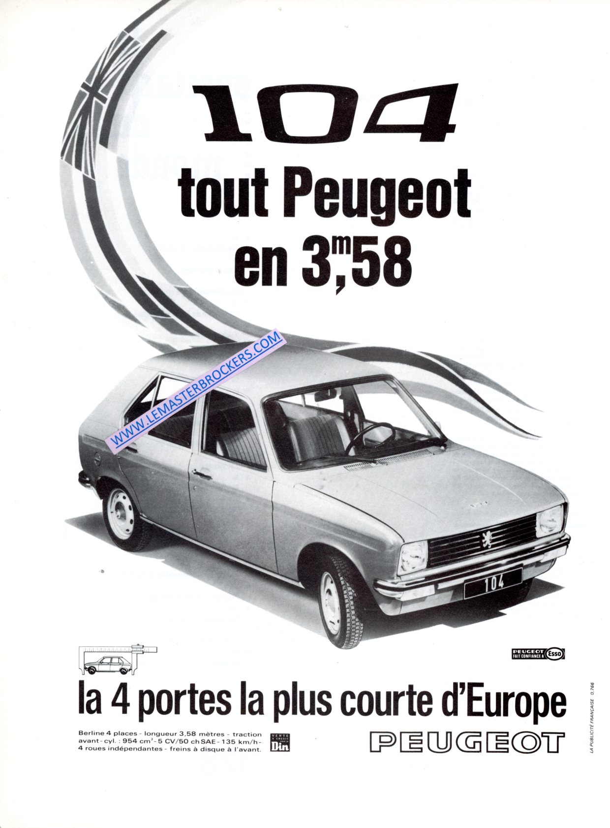 PUBLICITÉ PEUGEOT 104 BERLINE 4 PLACES - ADVERTISING 1972
