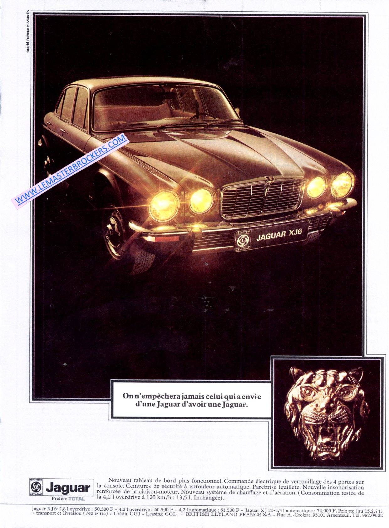 PUBLICITÉ JAGUAR XJ6 - ADVERTISING 1973