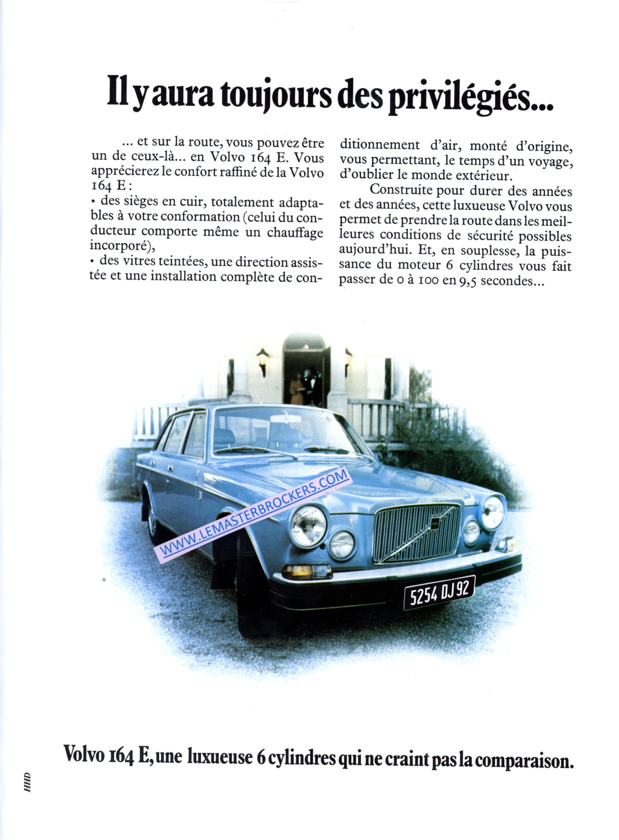 PUBLICITÉ VOLVO 164 E - ADVERTISING 1974
