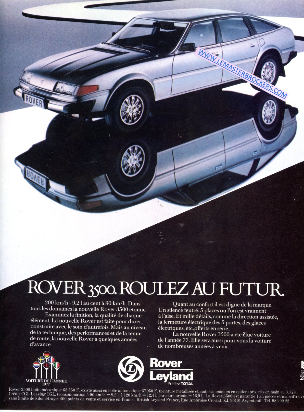 PUBLICITÉ ROVER 3500 ROULEZ AU FUTUR - ADVERTISING 1978