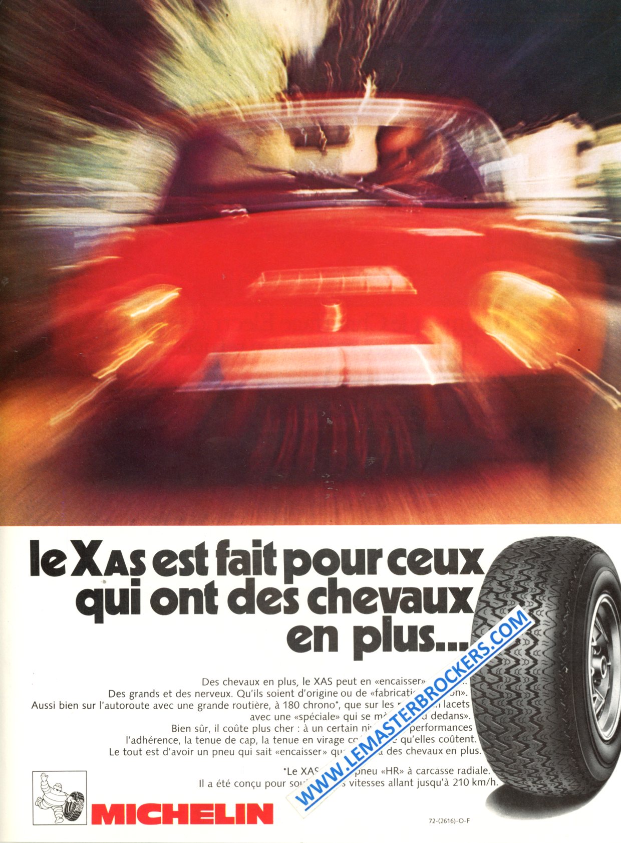 PUBLICITÉ MICHELIN PNEU XAS HR - ADVERTISING 1972