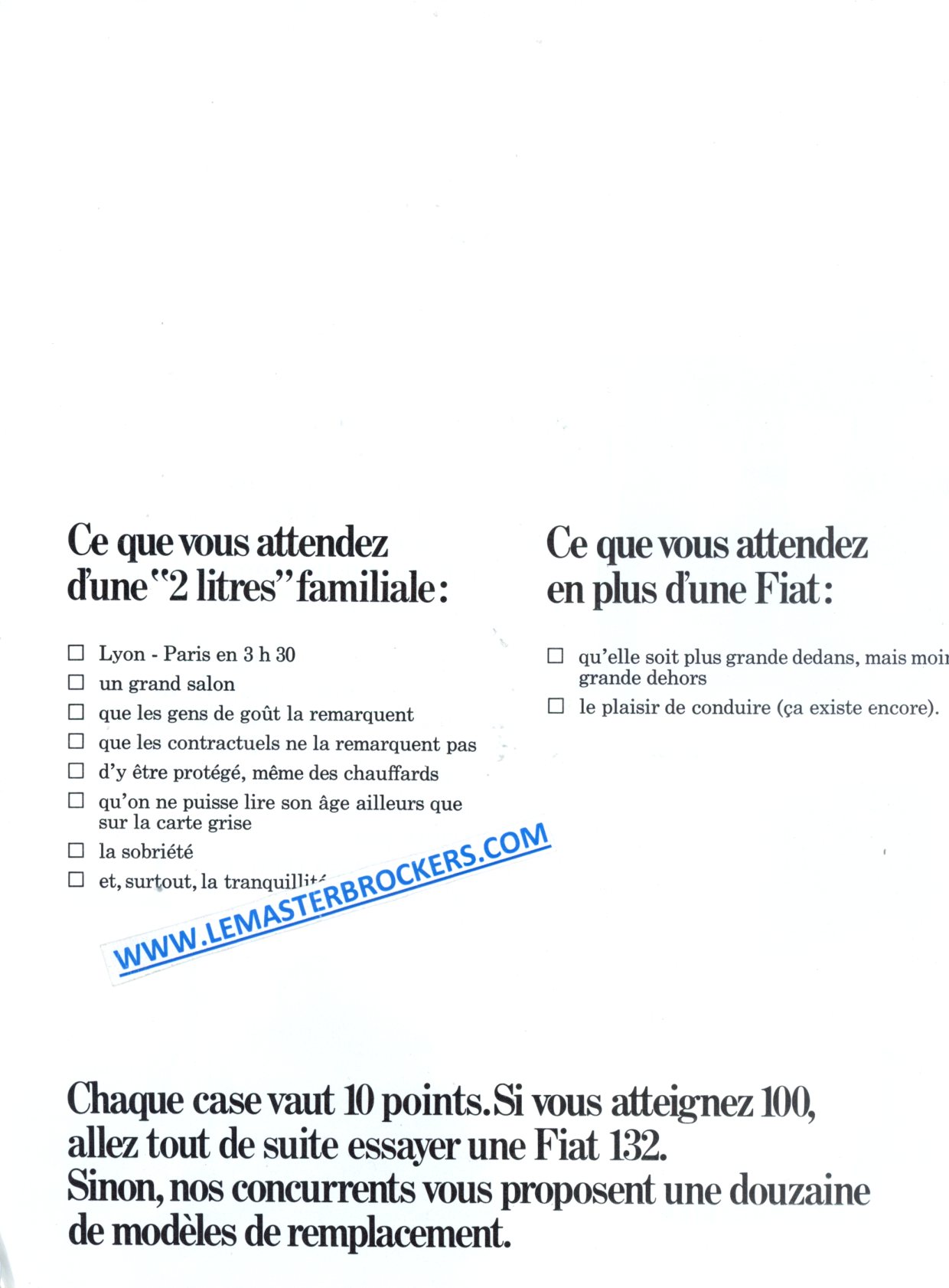 PUBLICITÉ FIAT 132 - ADVERTISING 1972