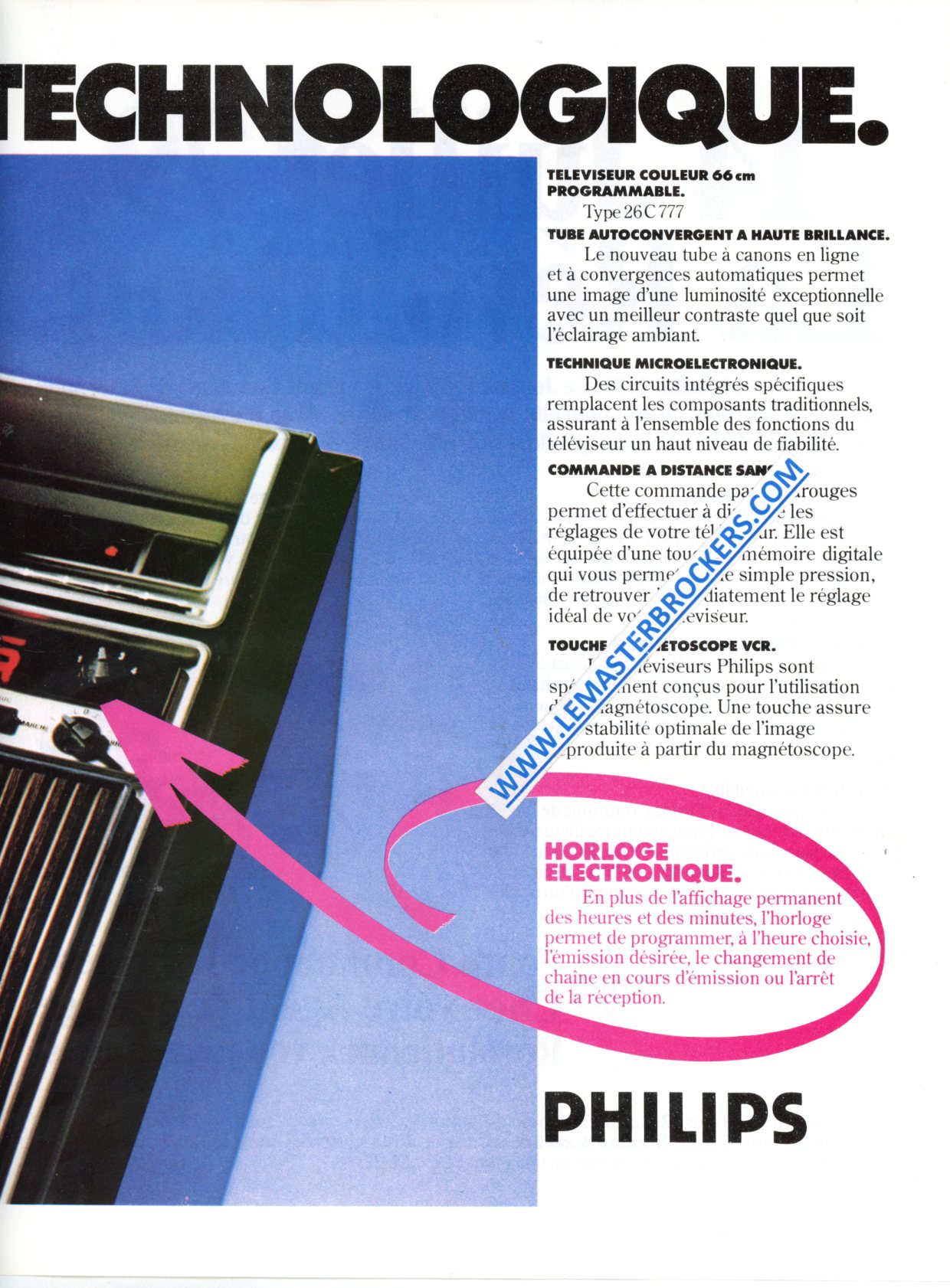 PUBLICITÉ PHILIPS 26C777 TÉLÉVISEUR - ADVERTISING 1979