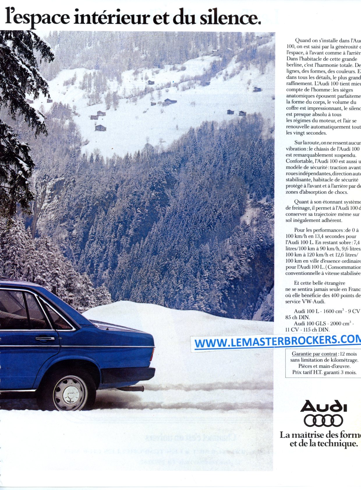 PUBLICITÉ AUDI 100 MOTEUR 1600 2000 2200 - ADVERTISING 1978